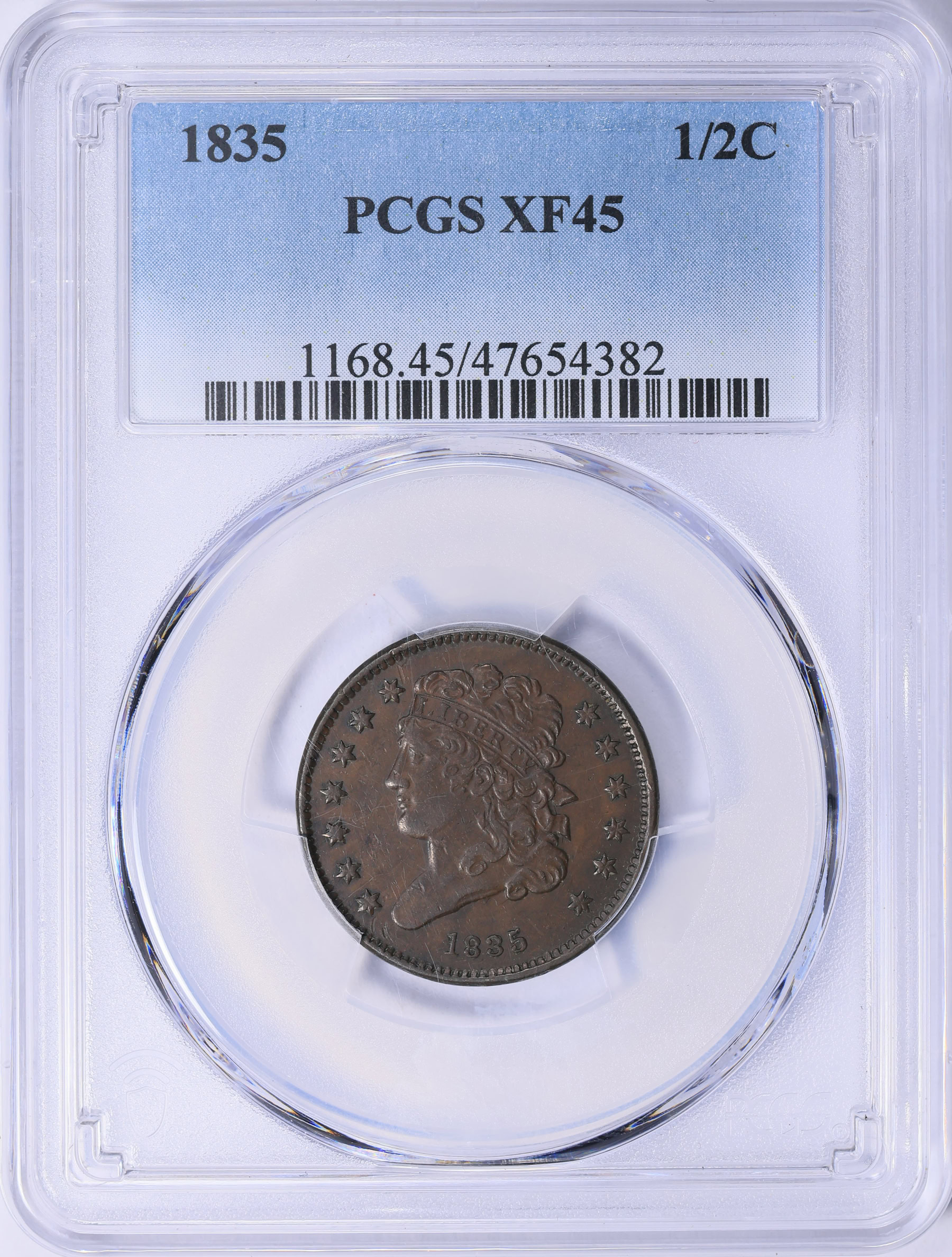 1835 Classic Half Cent PCGS XF-45 BN (Item 2035825