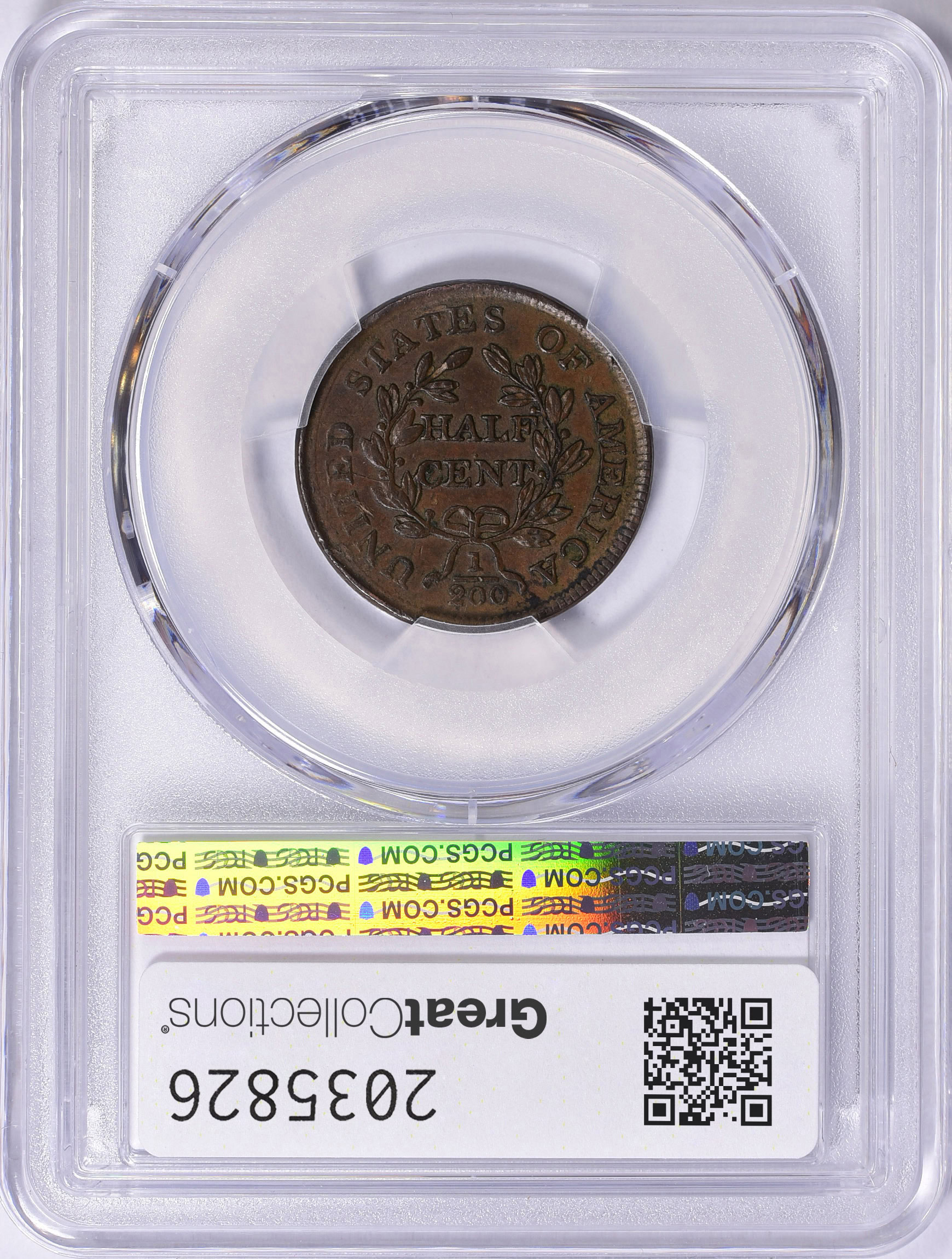 1804 Draped Bust Half Cent Plain 4, No Stems PCGS AU-55 BN (Item