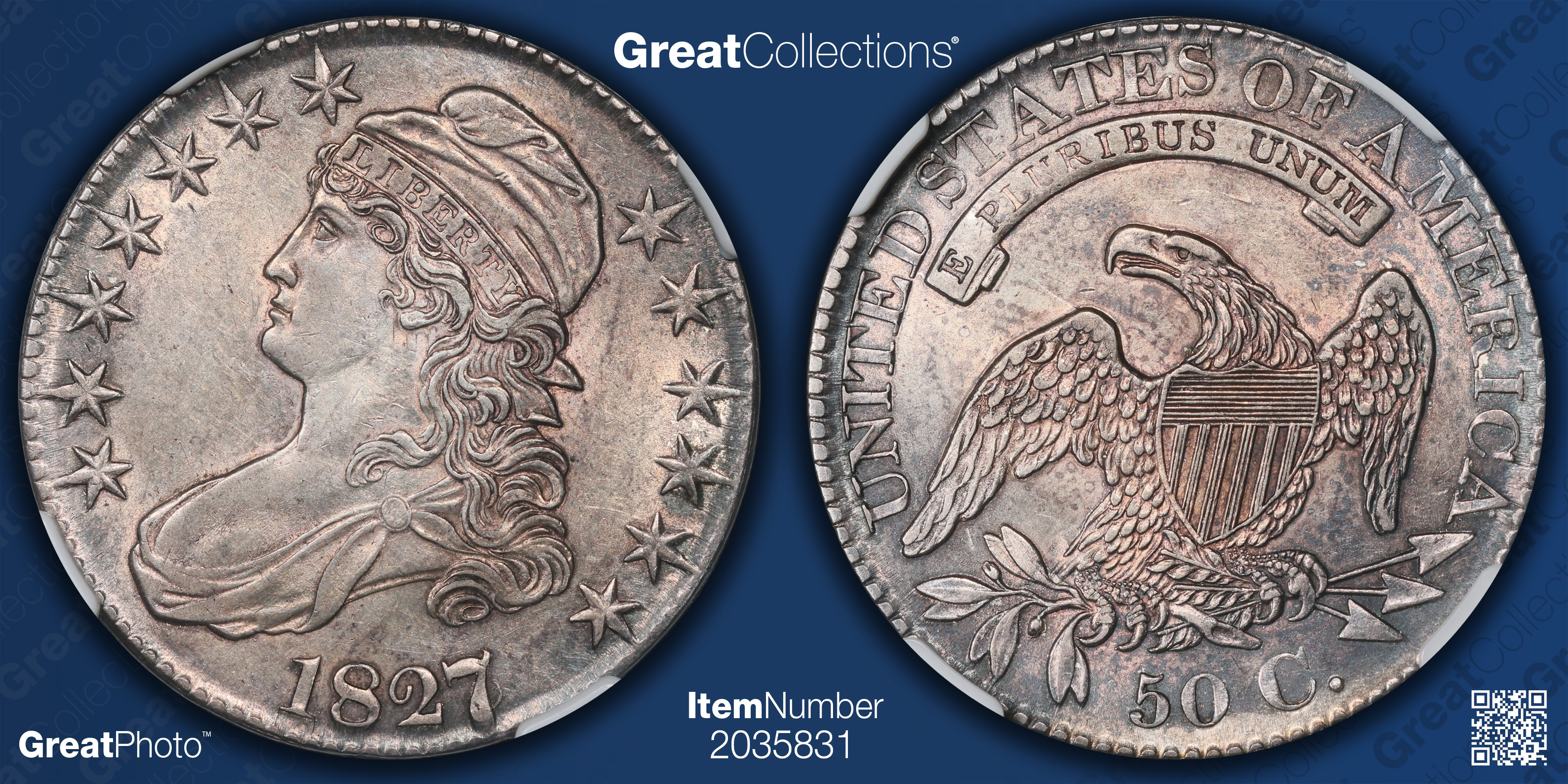 1827/6 Capped Bust Half Dollar Overton 102 NGC AU-58 (Item 2035831