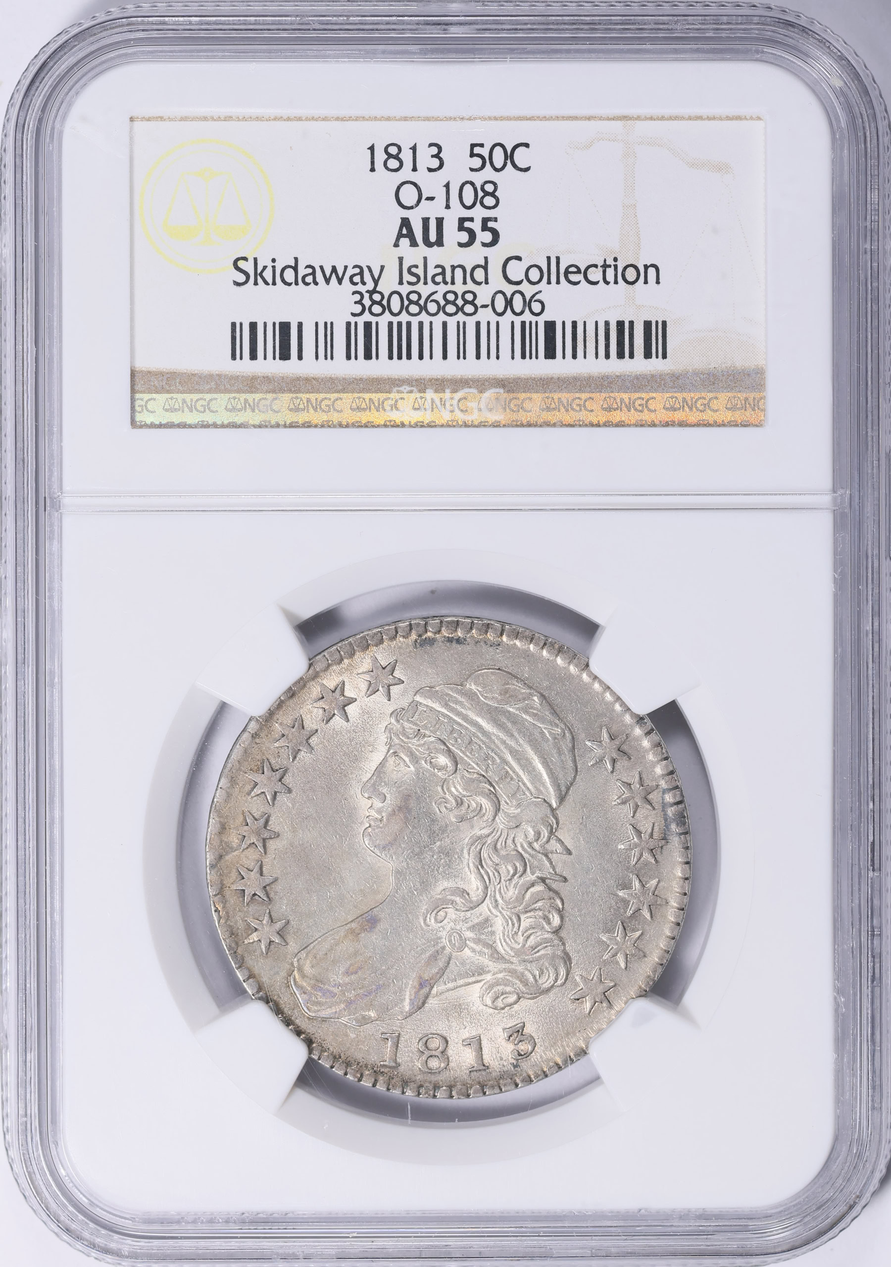 1813 Capped Bust Half Dollar Overton 108 NGC AU-55 (Skidaway