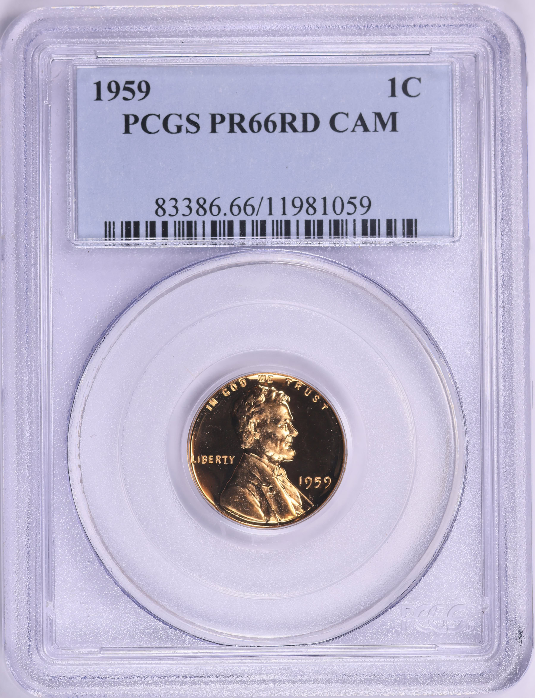 1959 Lincoln Cent PCGS Proof-66 RD CAMEO (Item 2035988