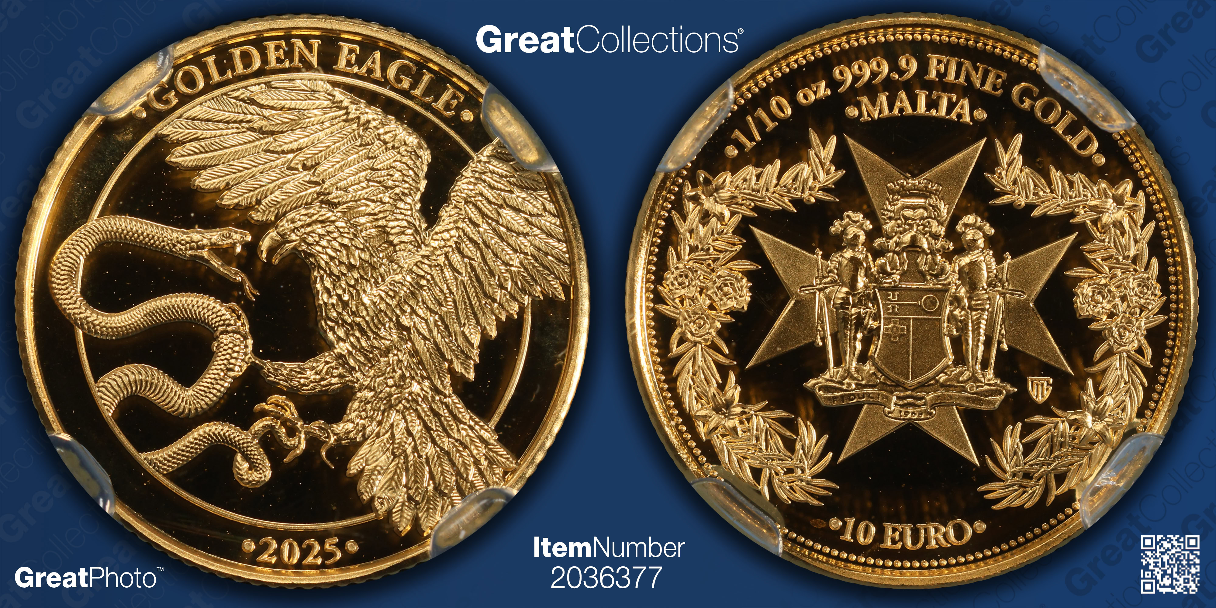 Malta 2025 Gold €10 Golden Eagle NGC MS-70 (Metallic Purple Frame