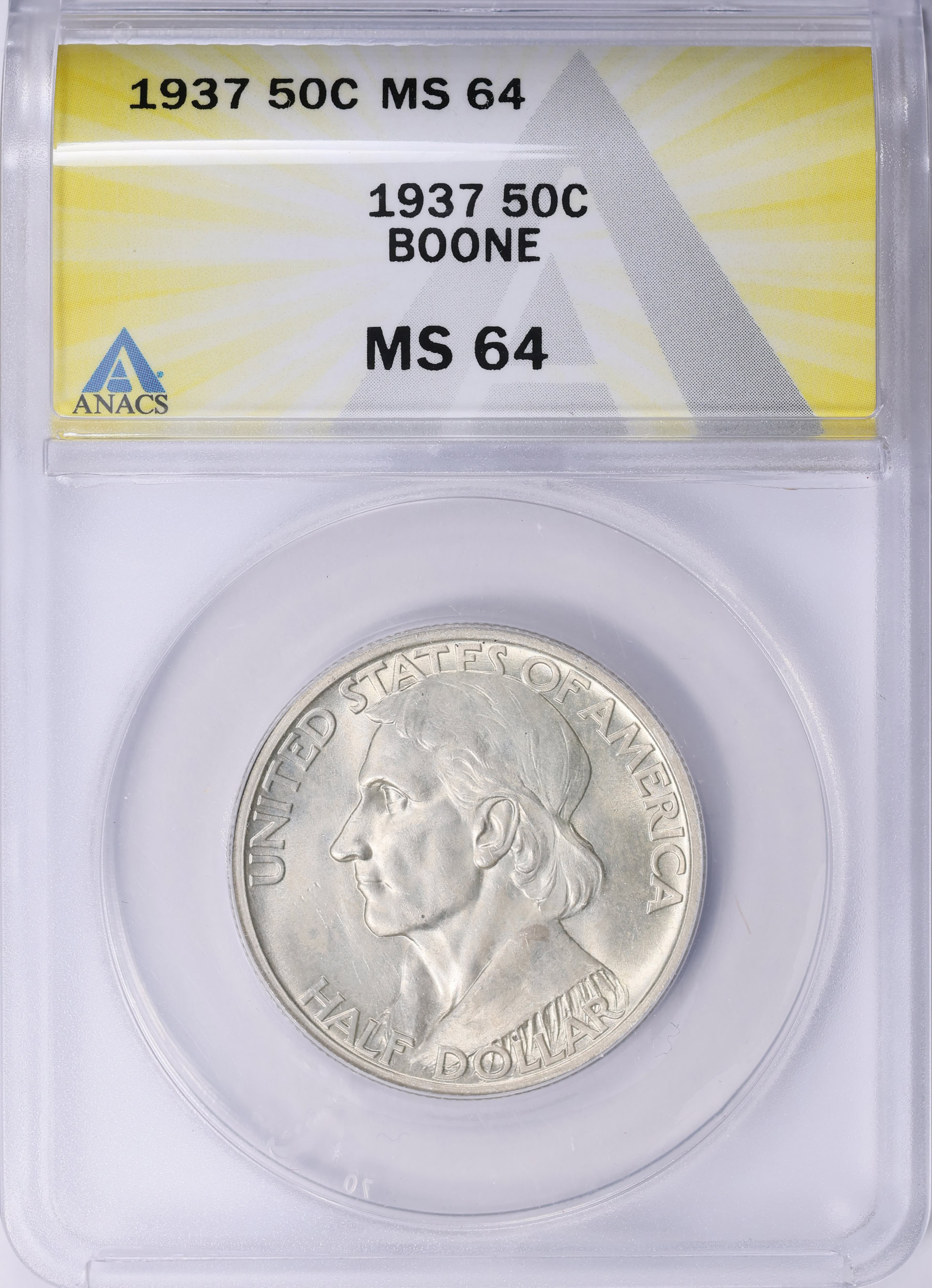 1937 Daniel Boone Bicentennial Half Dollar ANACS MS-64 (Item