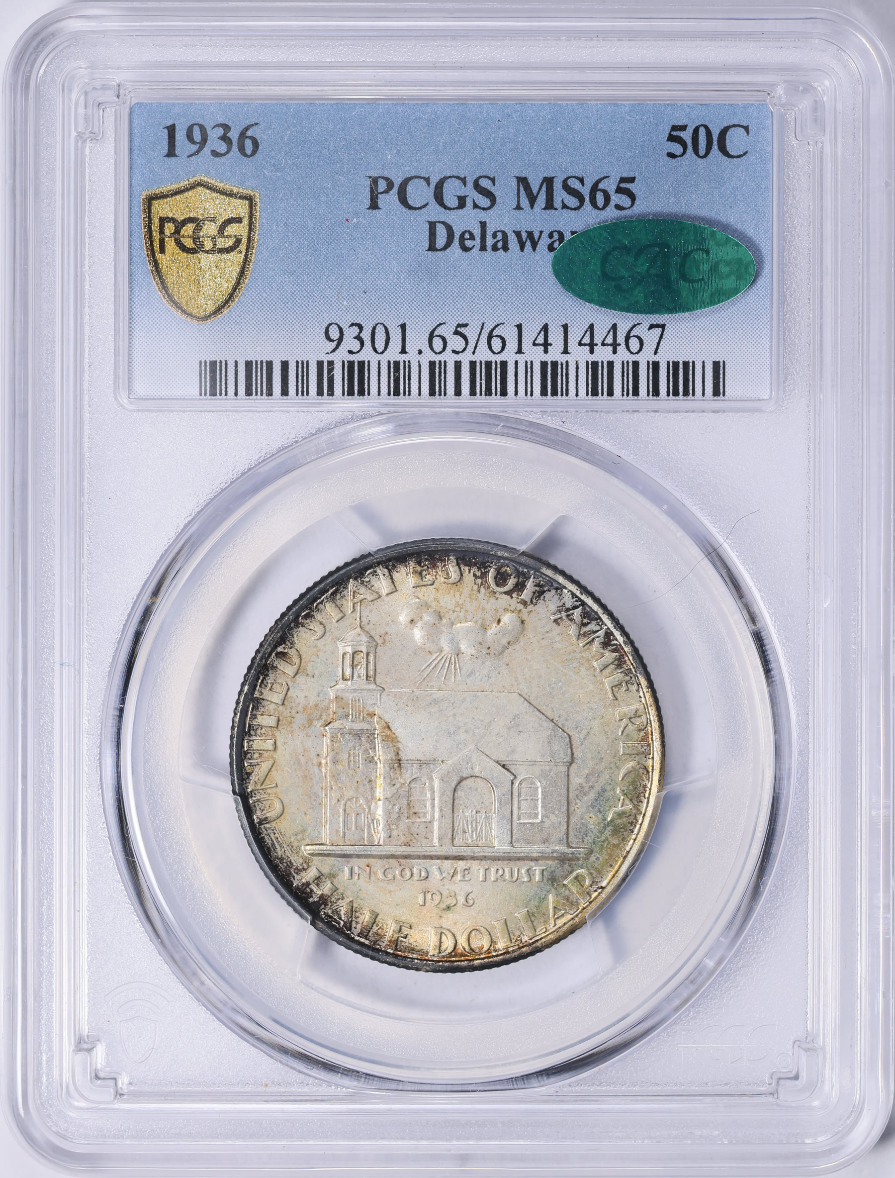 1936 Delaware Tercentenary Half Dollar PCGS MS-65 (CAC Green