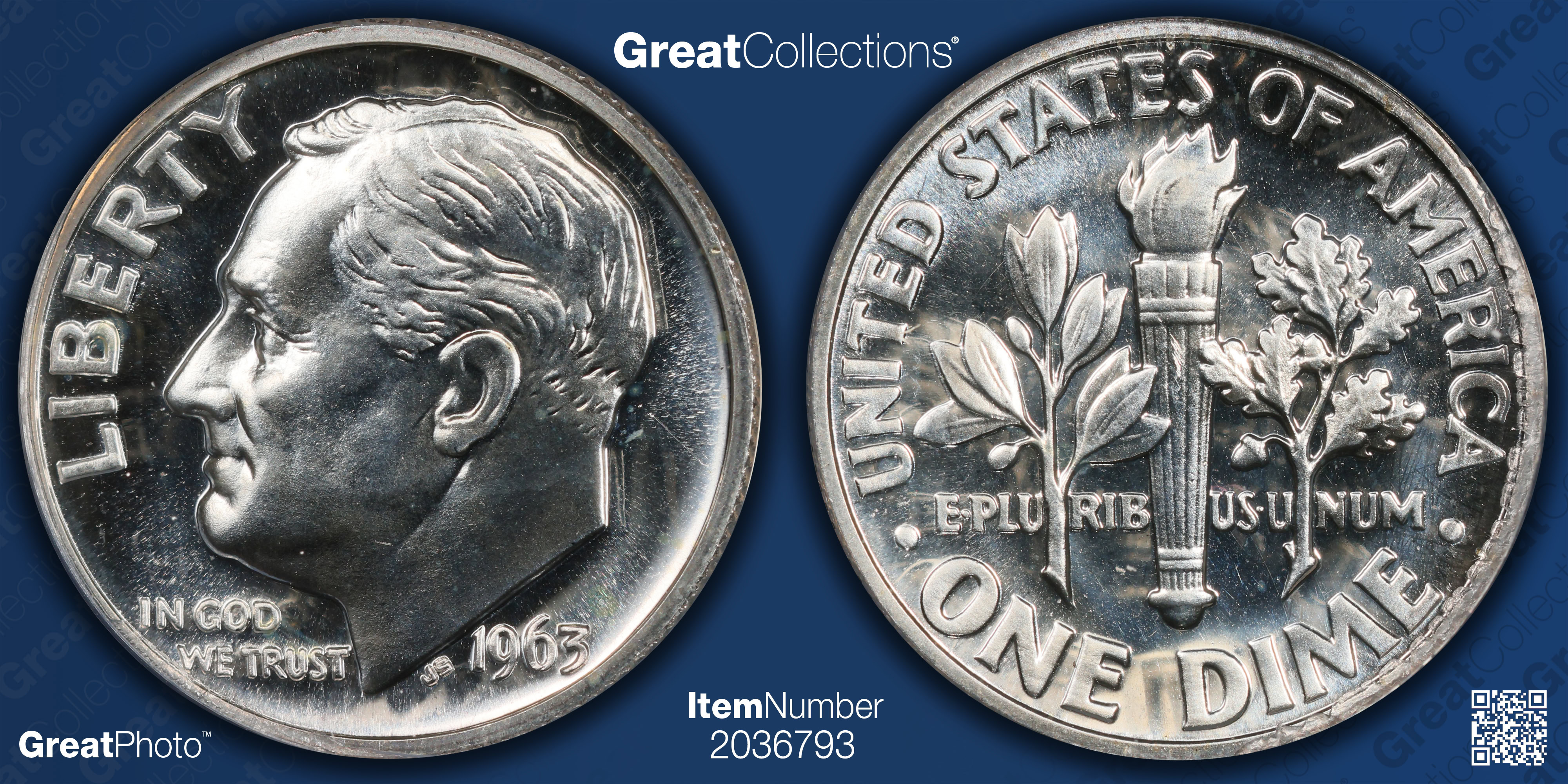 1963 Roosevelt Dime Doubled Die Reverse-013 ANACS Proof-66 | ANACS Cert ...