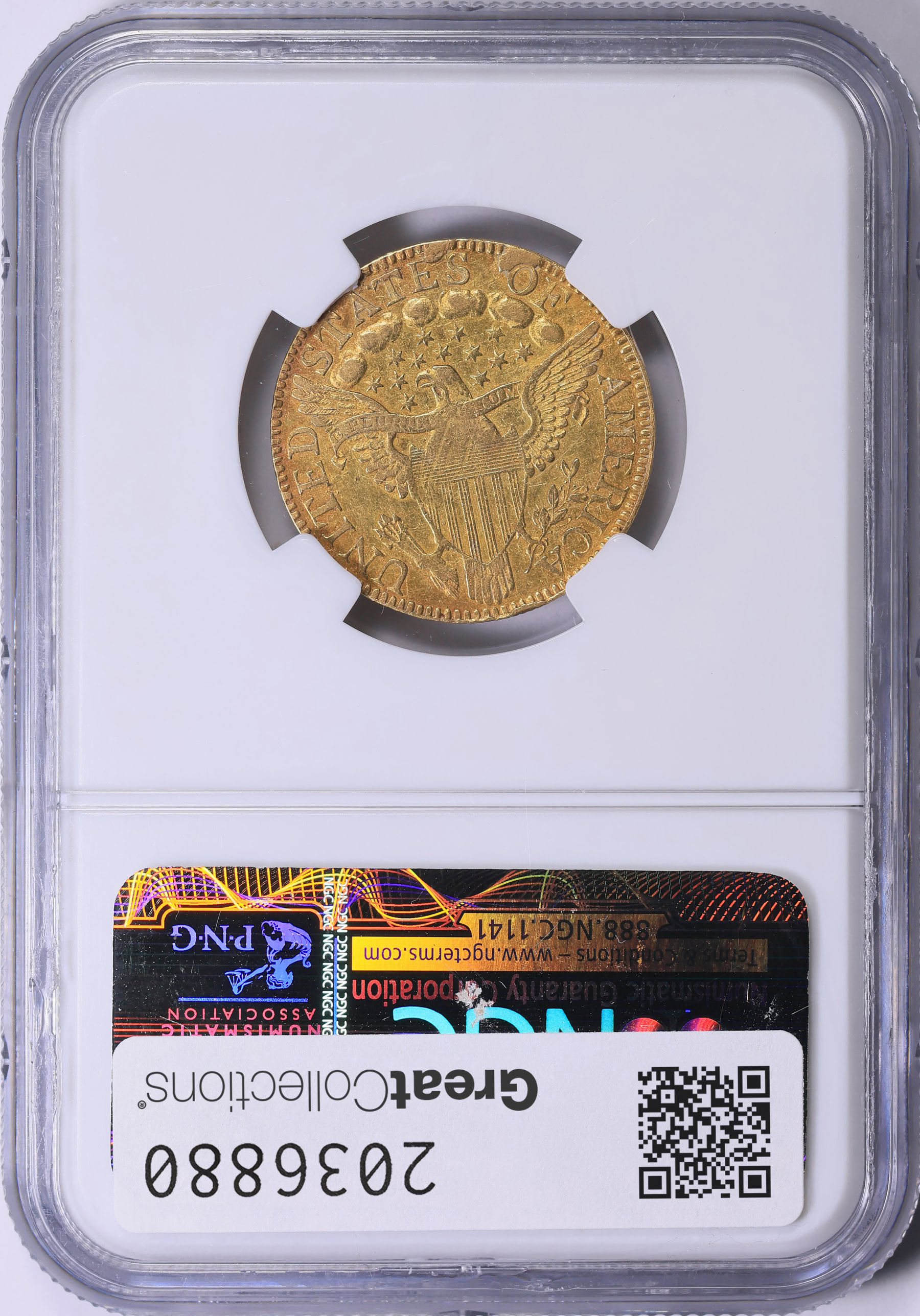 1798 Capped Bust Right Gold Half Eagle Large 8, 13 Reverse Stars NGC AU ...