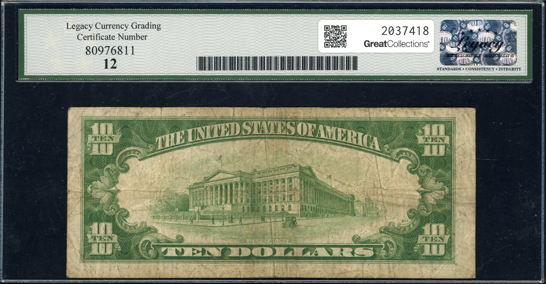 Fr. 1701m (AA Block) 1934 $10 Silver Certificate Mule Note Julian ...