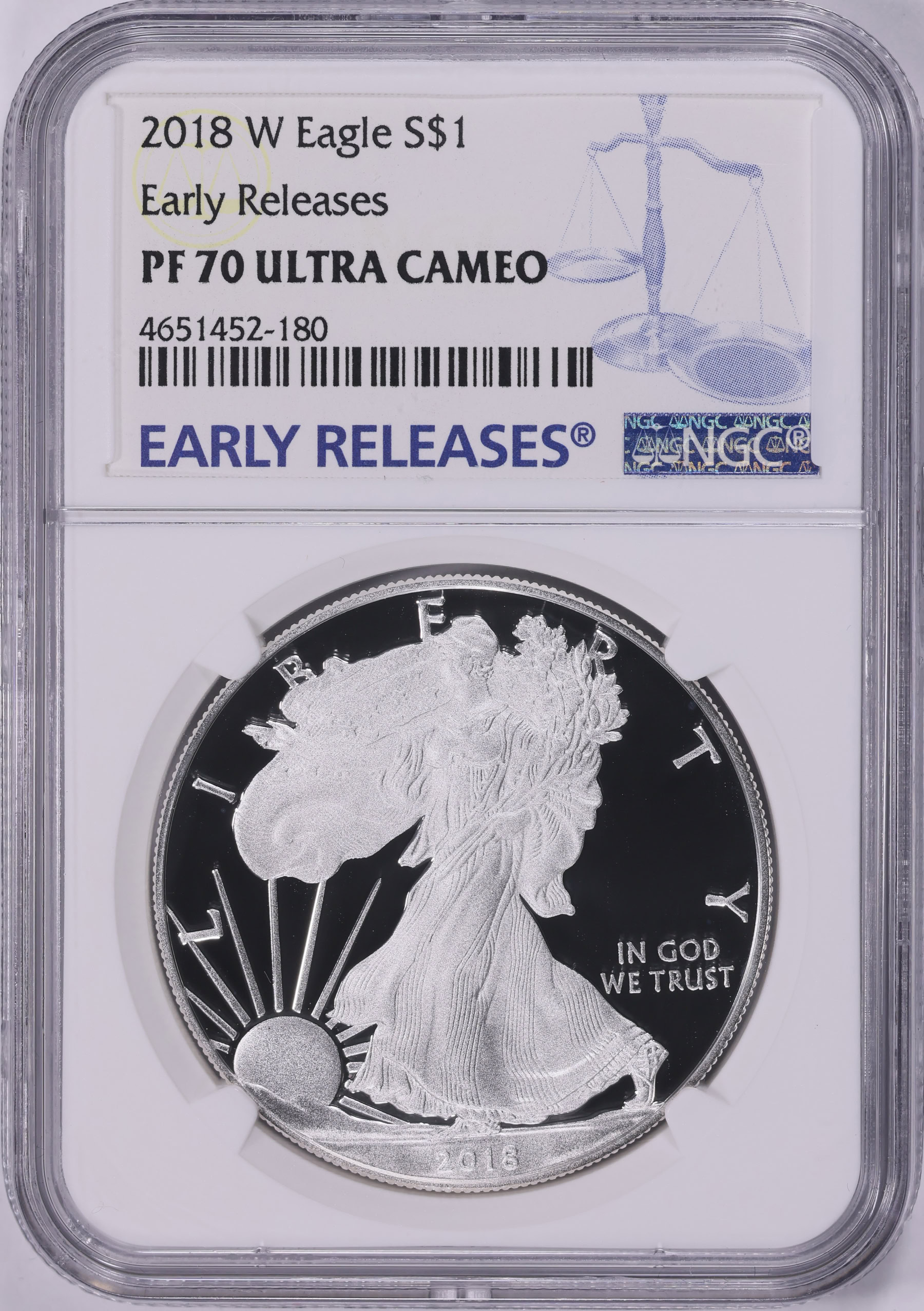 2018-W $1 Silver Eagle Early Releases NGC Proof-70 UC (Item