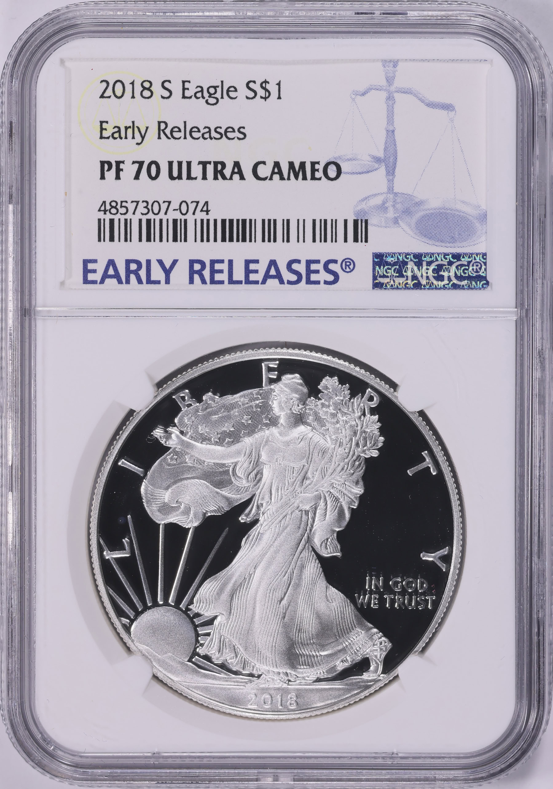 2018-S $1 Silver Eagle Early Releases NGC Proof-70 UC (Item