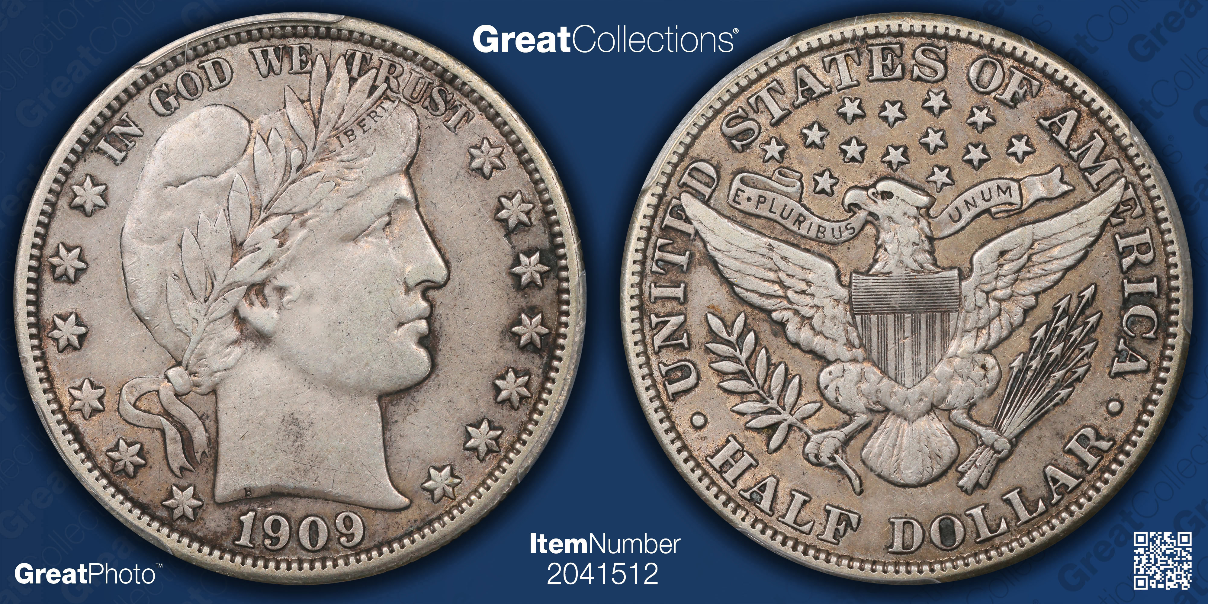 1909 Barber Half Dollar PCGS XF-40 (CAC Green) (Item 2041512