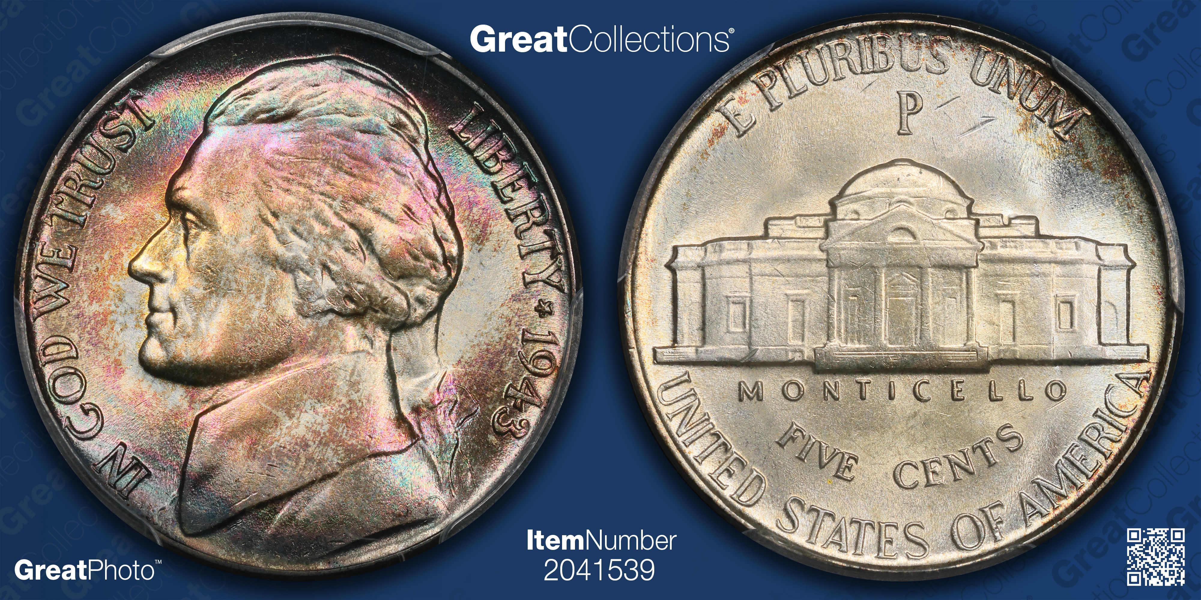 1943-P Jefferson Nickel PCGS MS-66 (Toned) (Item 2041539