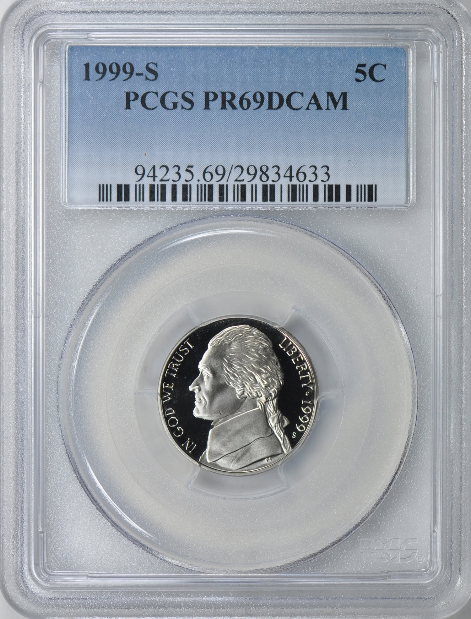 1999-S Jefferson Nickel PCGS Proof-69 DCAM (Item 204155