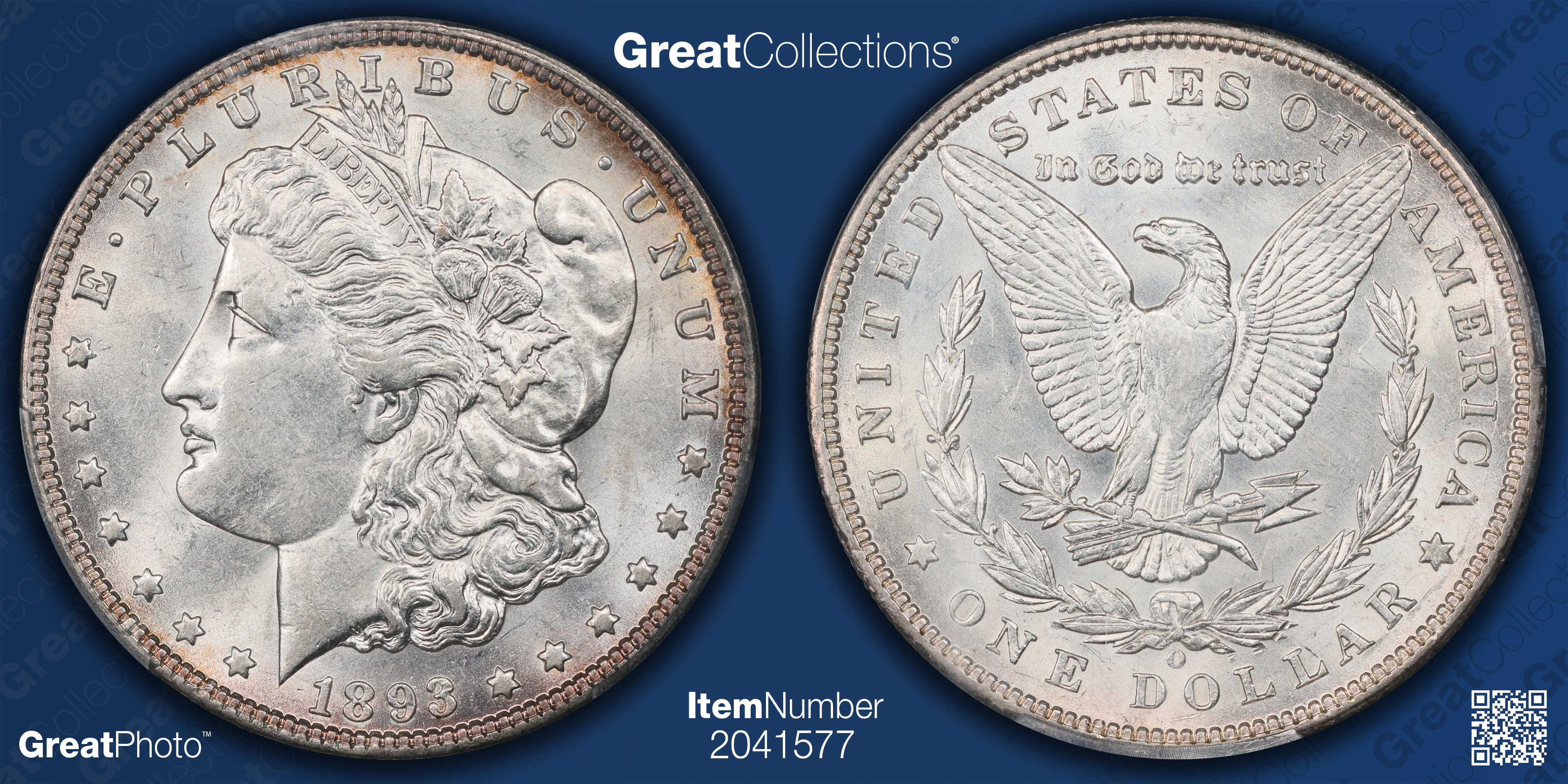 1893-O Morgan Silver Dollar PCGS AU-58 (Item 2041577