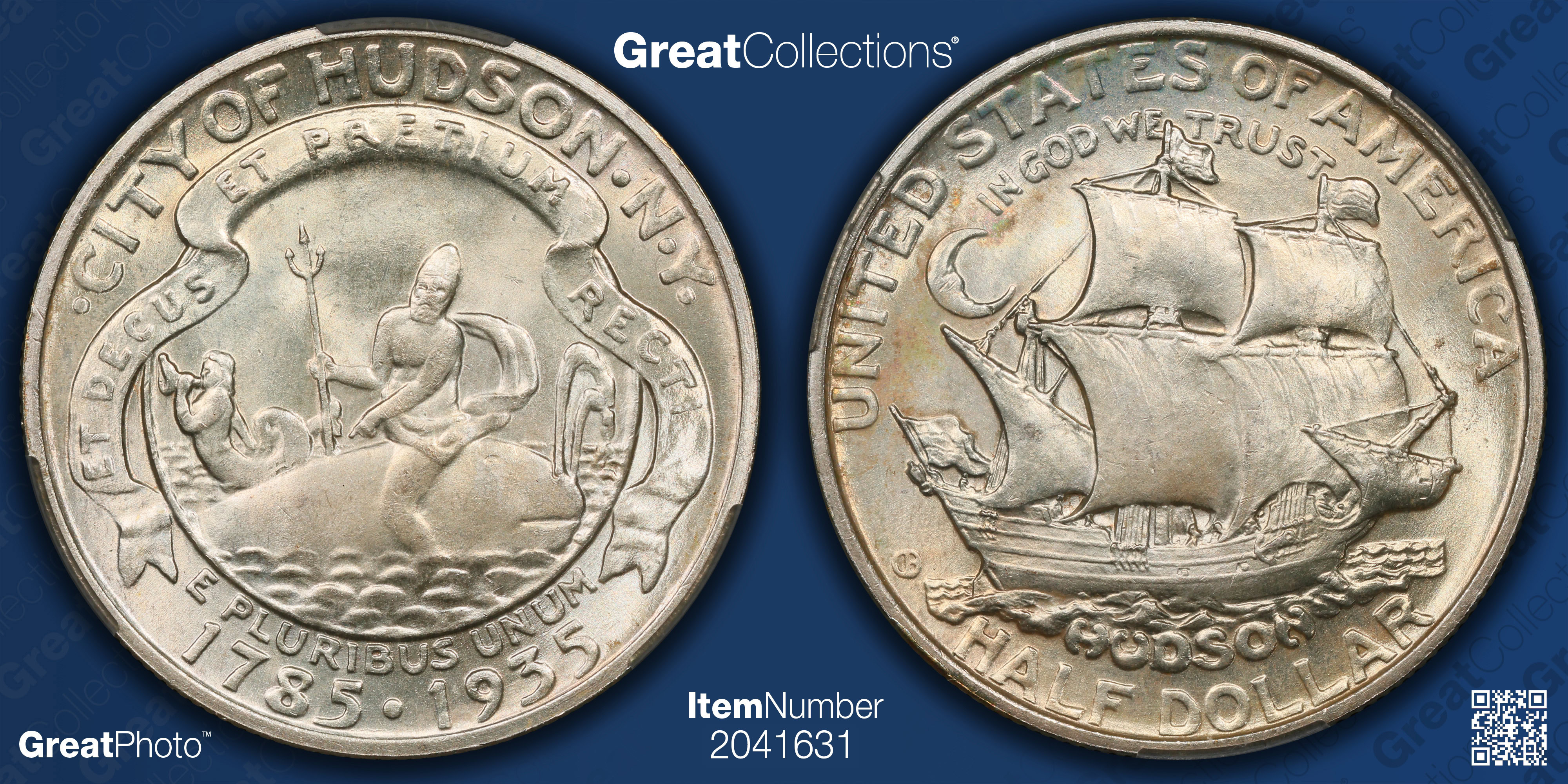 1935 Hudson, New York, Sesquicentennial Half Dollar CACG MS-66