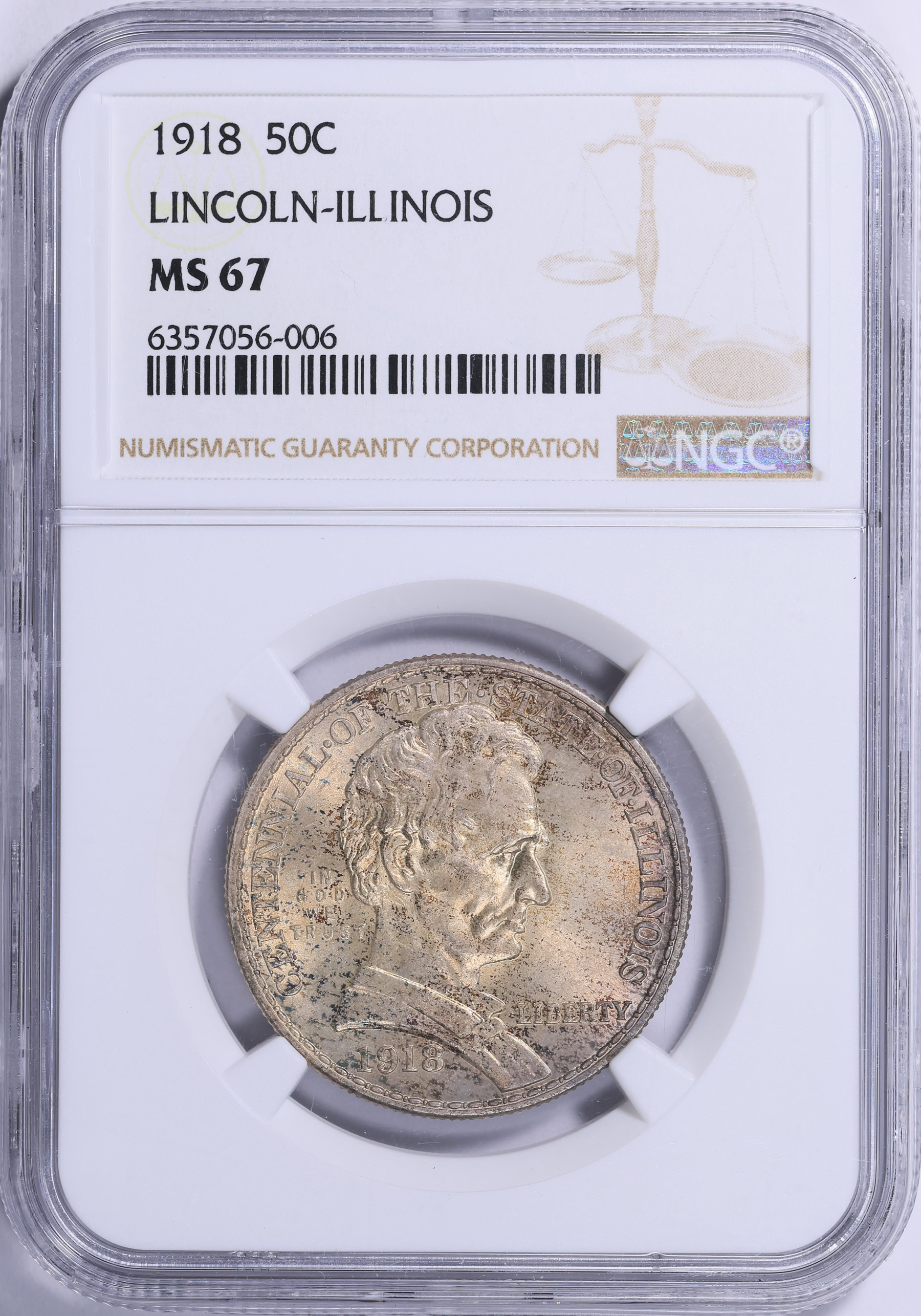 1918 Lincoln-Illinois Centennial Half Dollar NGC MS-67 (Item