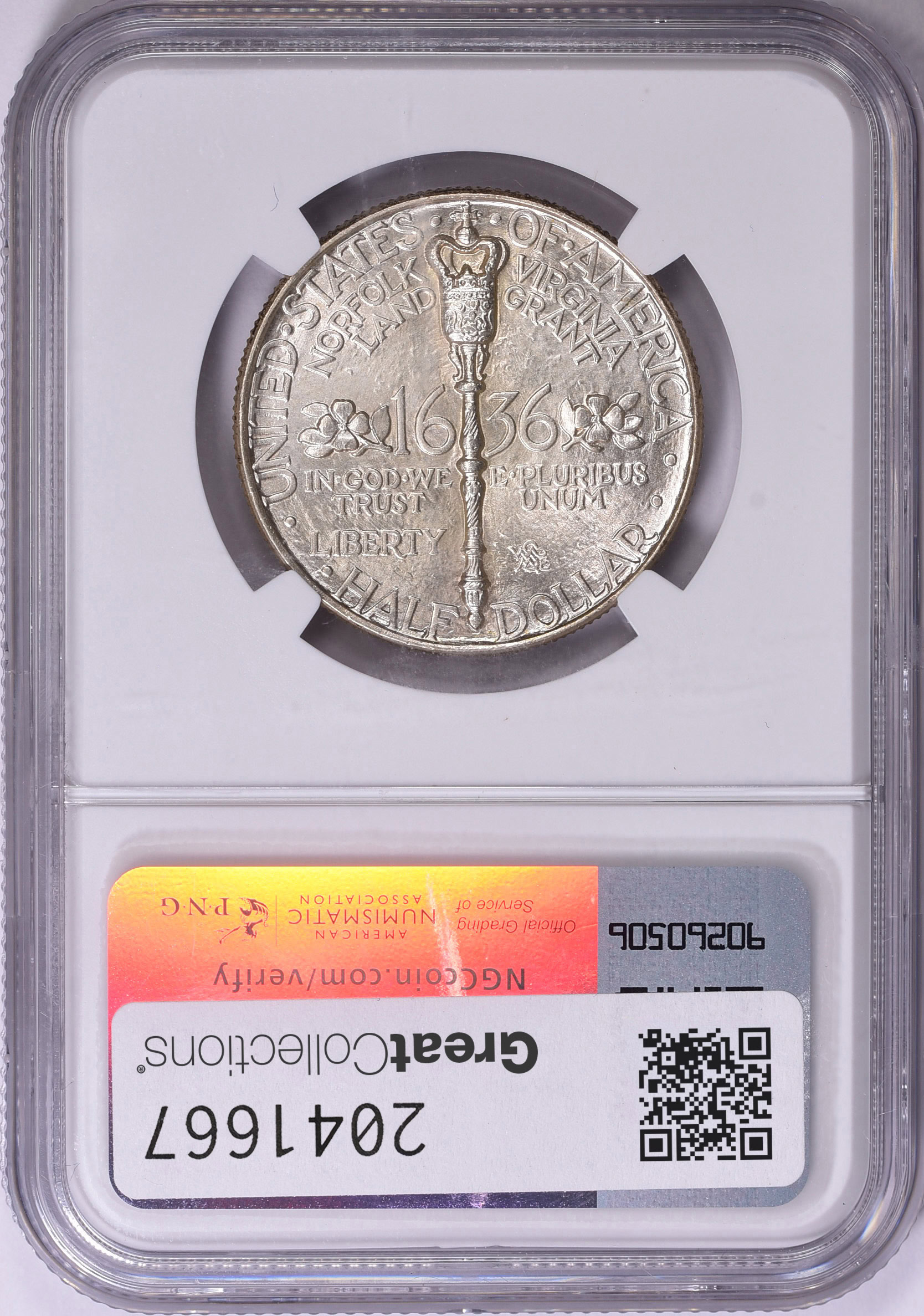 1936 Norfolk, Virginia, Bicentennial Half Dollar NGC MS-67 (Item