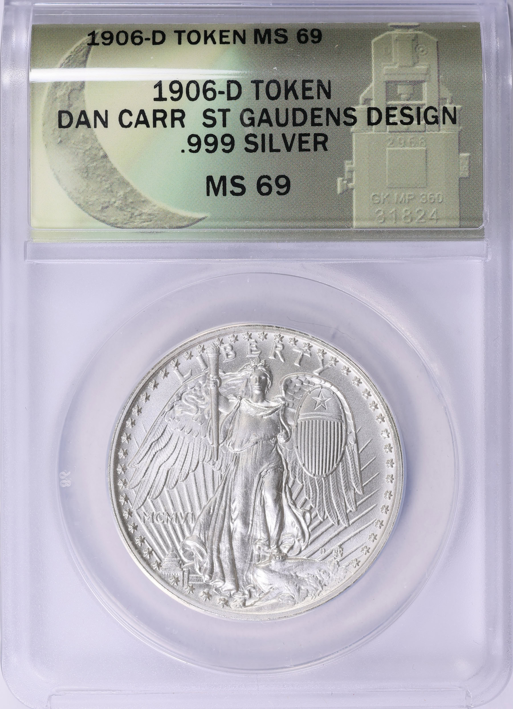 PCGS NCG アンティーク　銀　メダル 1906-D Silver Winged Liberty St. Gaudens Concept Design Daniel