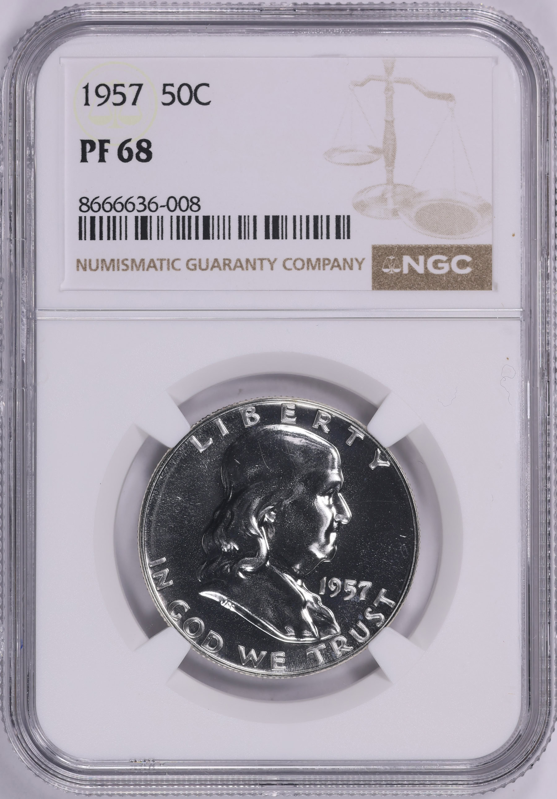 1957 Franklin Half Dollar NGC Proof-68 (Item 2041734