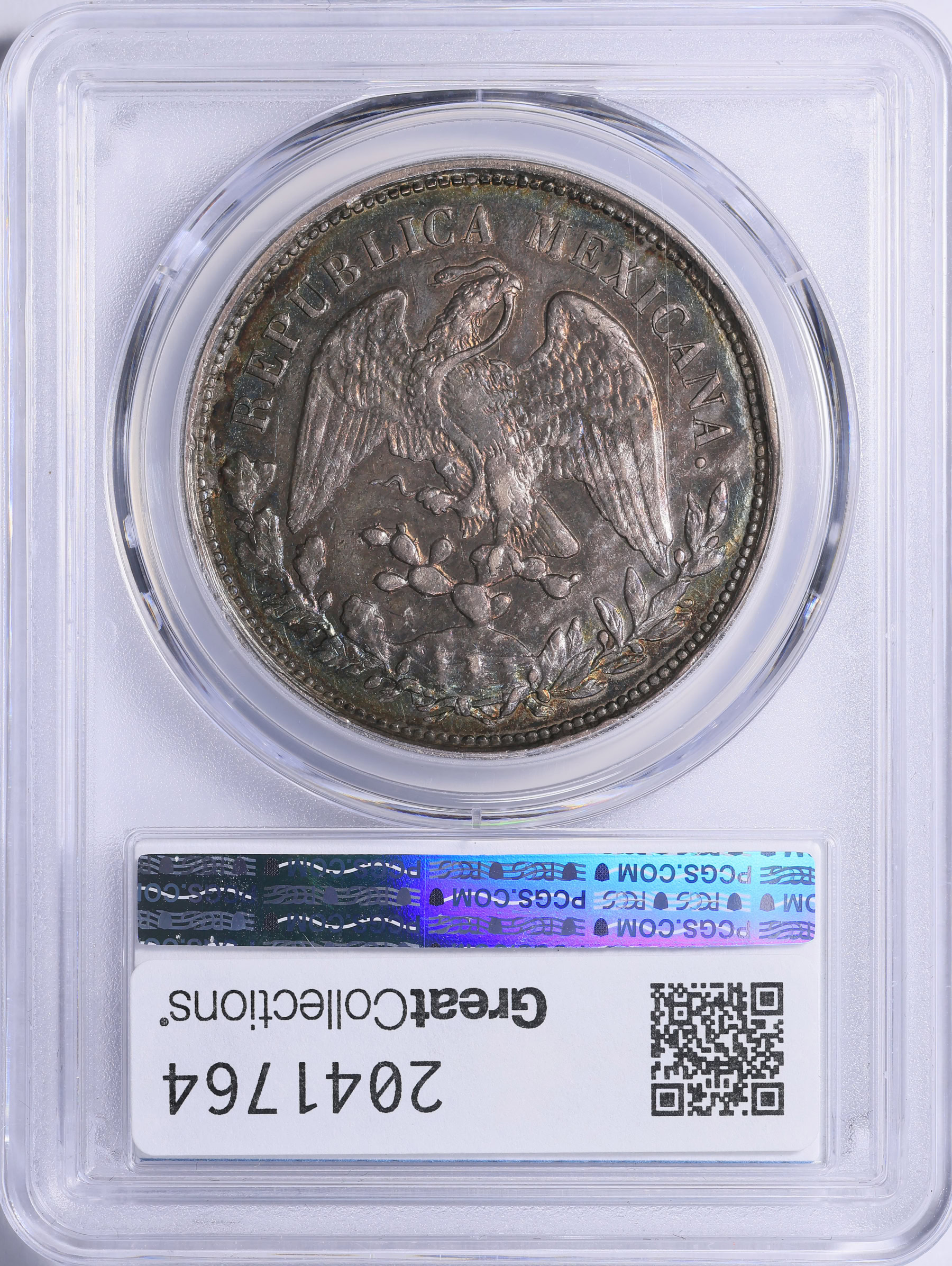 Mexico 1902-Mo AM Silver Peso KM-409.2 PCGS AU-58 (Toned) (Item