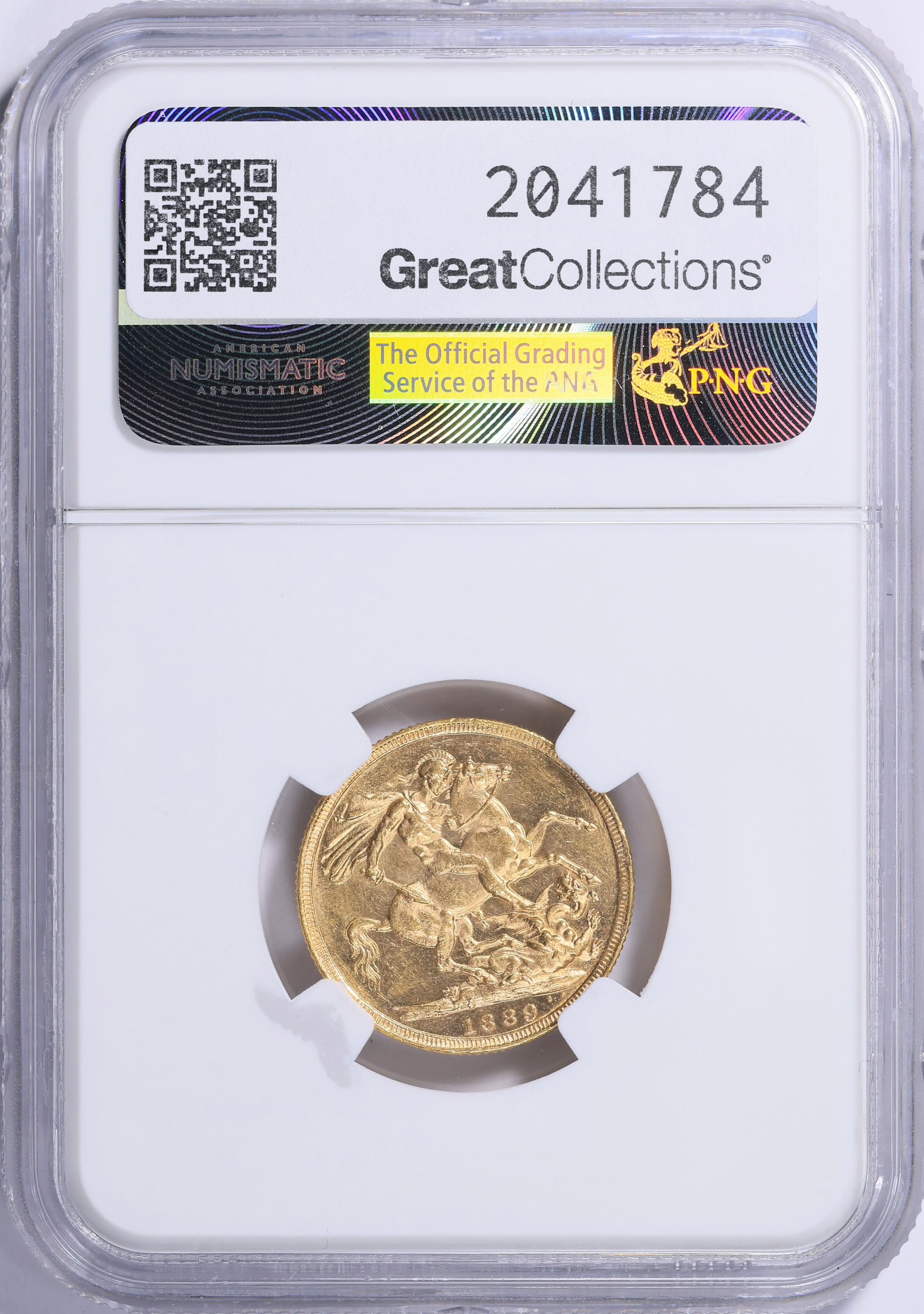 Great Britain 1889 Gold Sovereign KM-767 NGC AU-58 (AGW = 0.2355