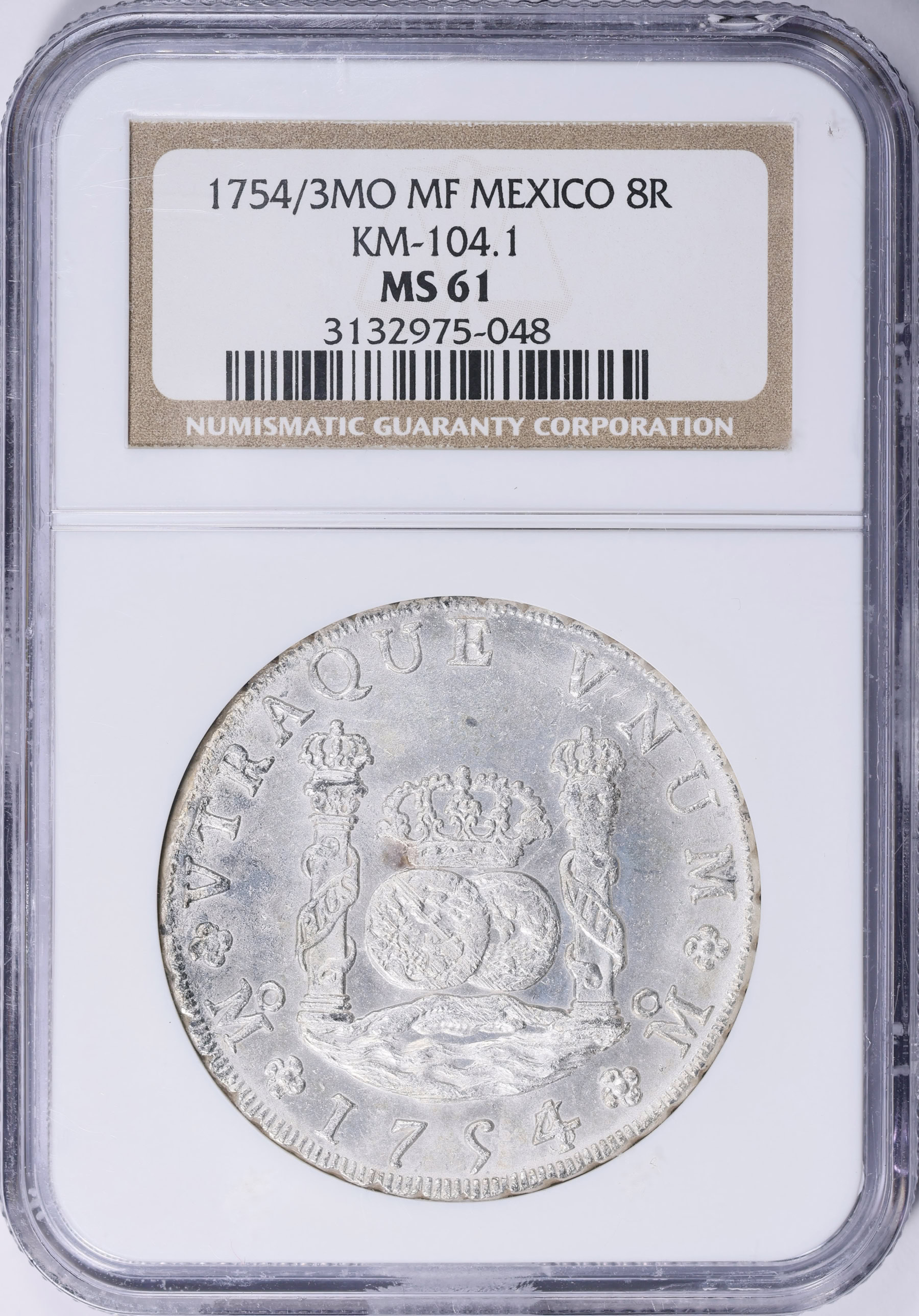 Mexico 1754/3-Mo MF Silver 8 Reales KM-104.1 NGC MS-61 (Item