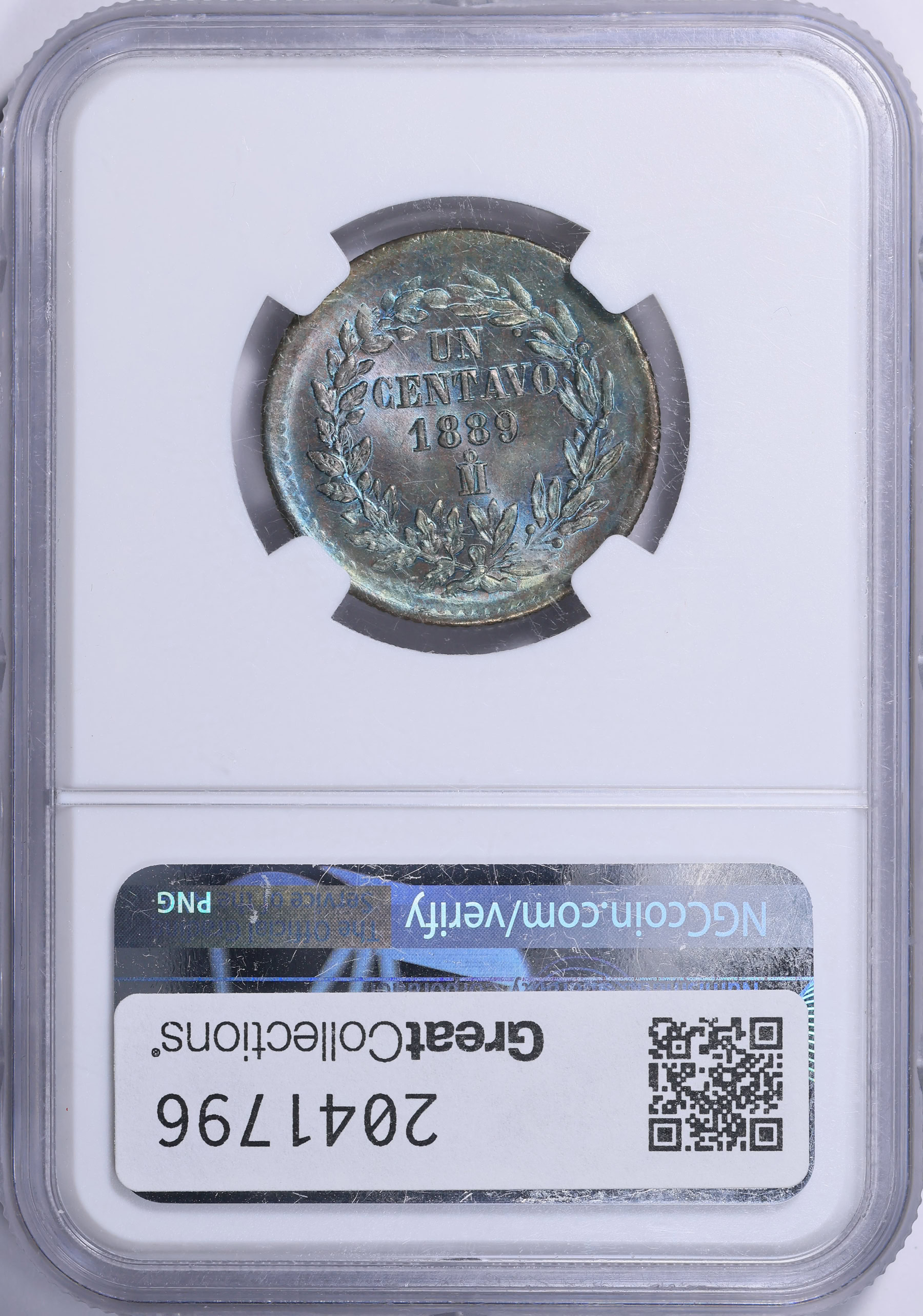 Mexico 1889-Mo Centavo KM-391.6 NGC MS-65+ BN (Toned) (Item