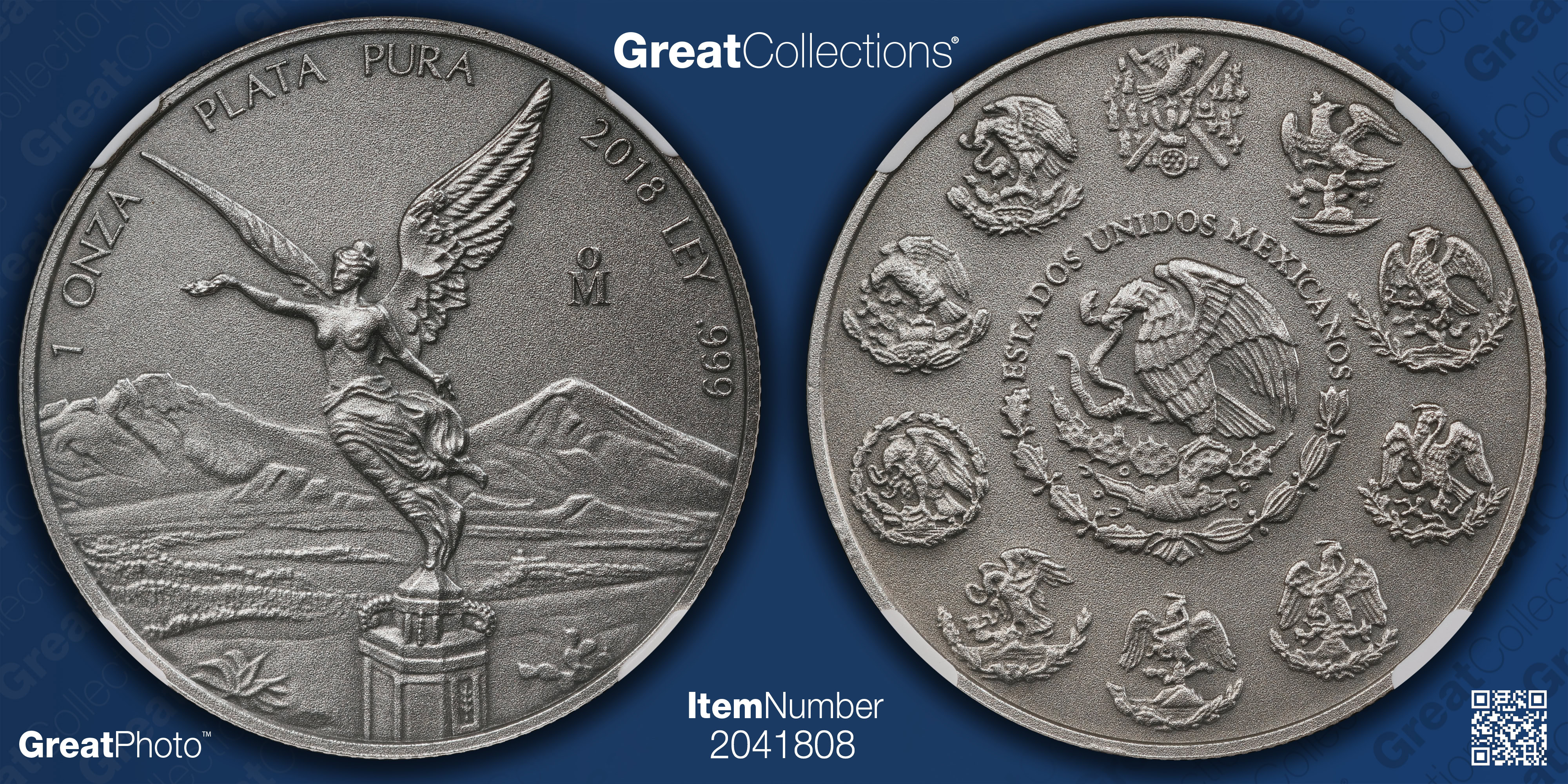 Mexico 2018-Mo Silver Onza Libertad Antique Finish KM-639 NGC MS