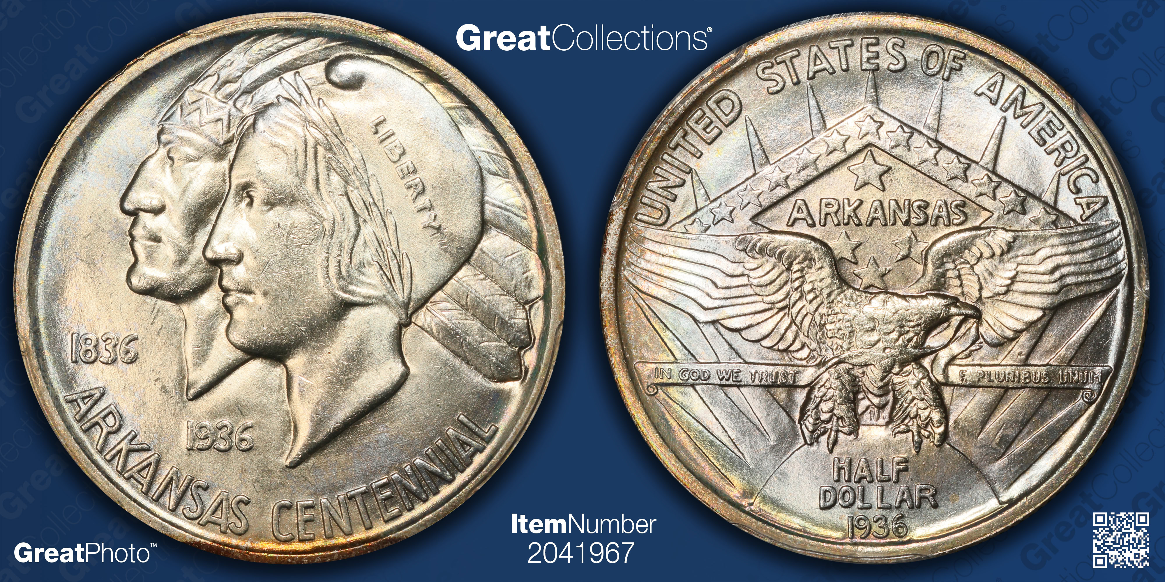 1936 Arkansas Centennial Half Dollar PCGS MS-65 (Toned) (Item