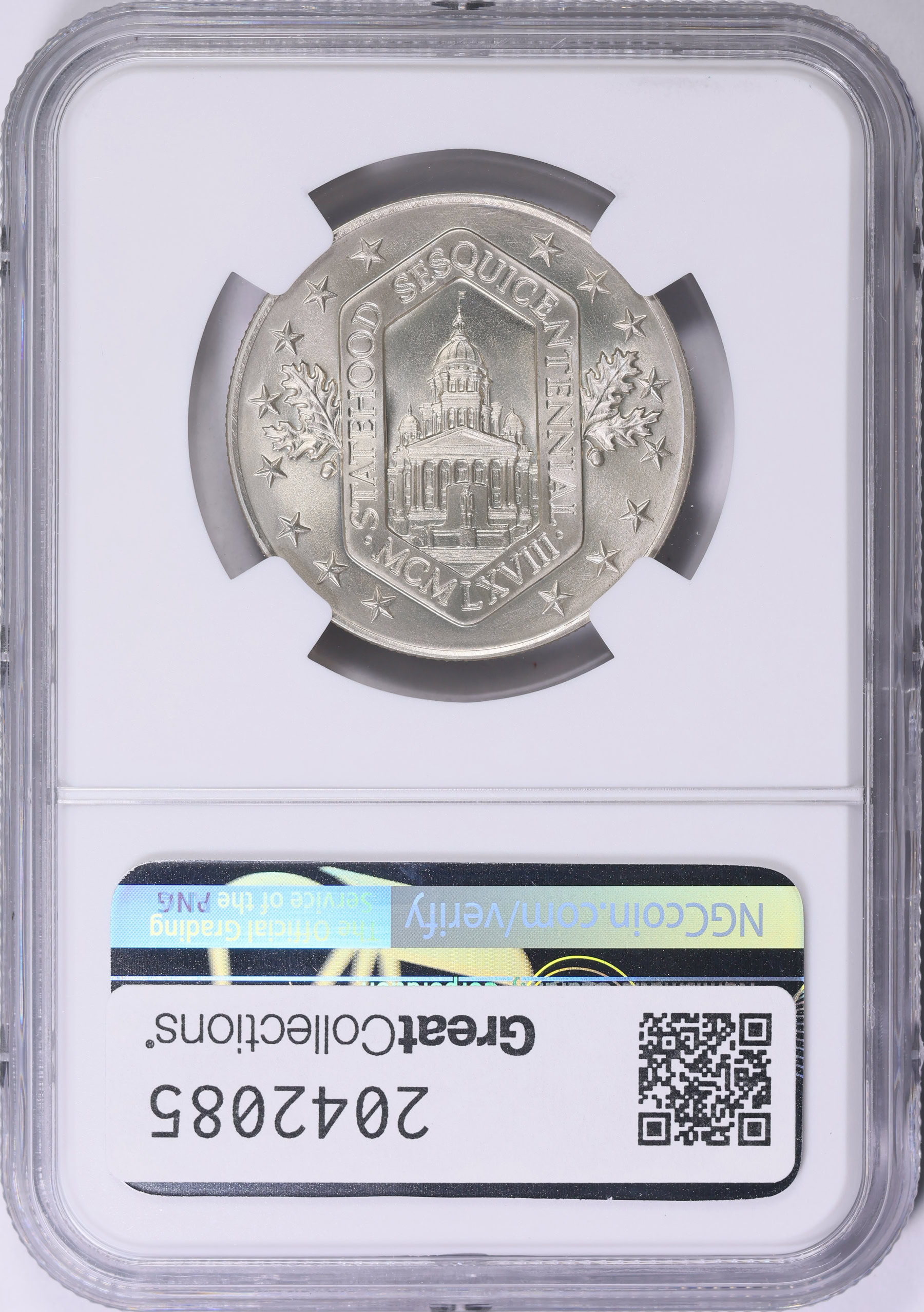 PCGS NCG アンティーク　銀　メダル　純銀　貴金属　インフレ 1968 Silver Illinois Sesquicentennial Heraldic Art Medal So-Called