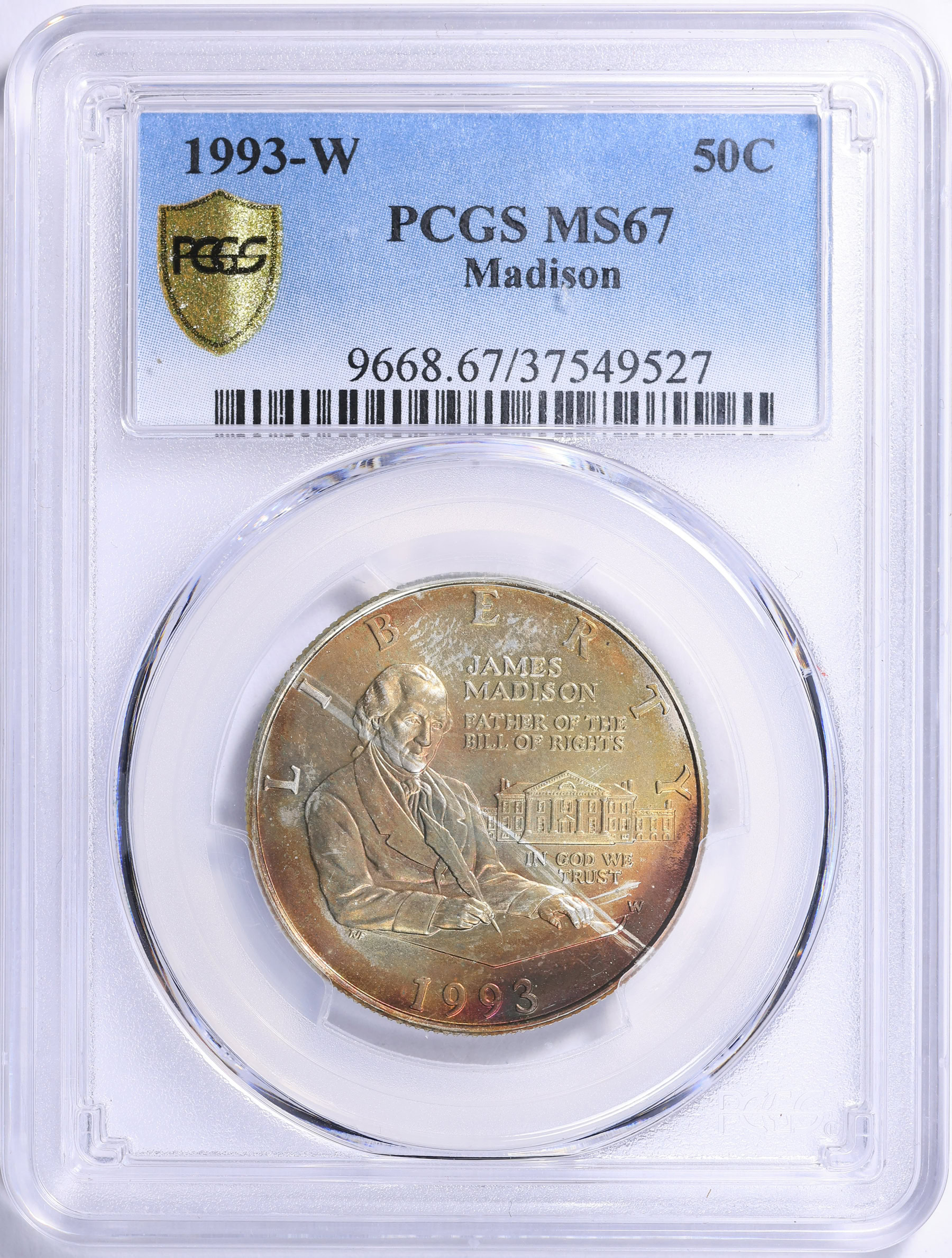 1993-W James Madison and Bill of Rights Silver Half Dollar PCGS MS