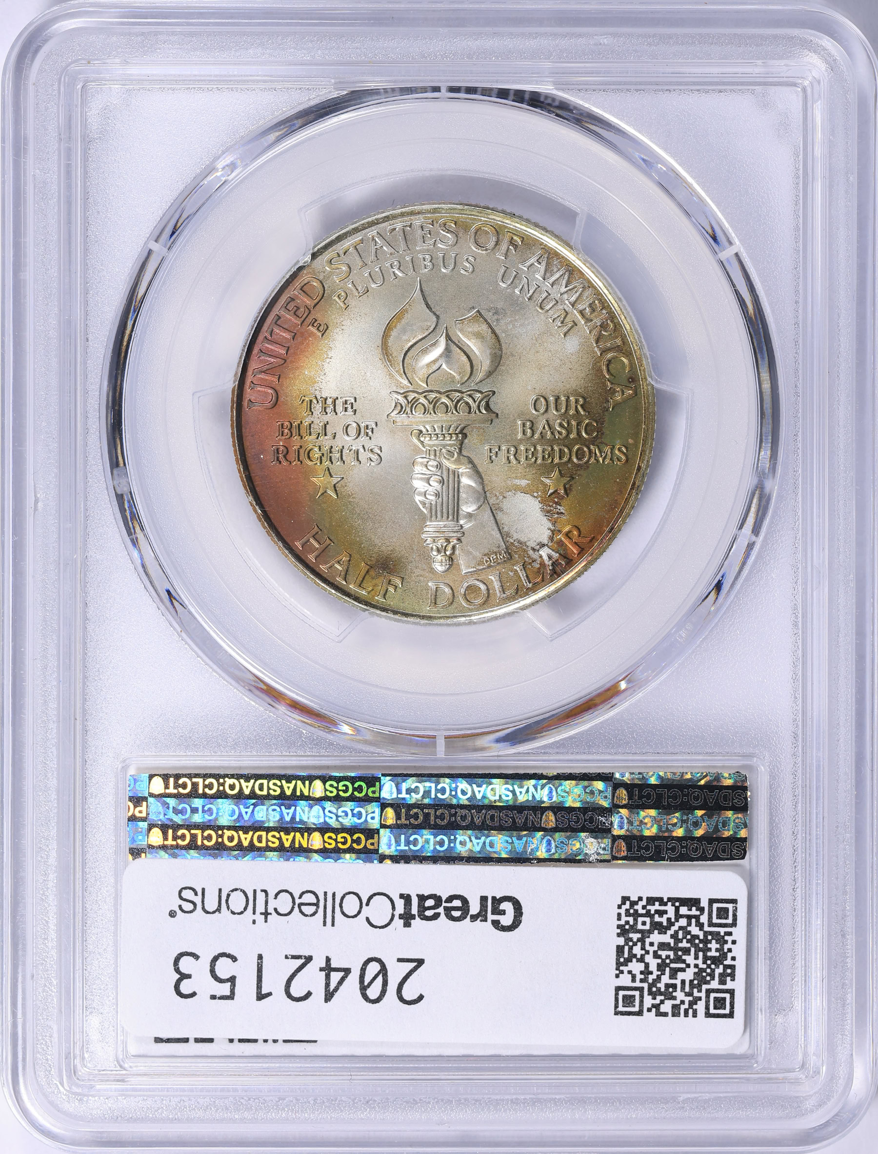 【正規品/激レア/USA製】ブラジル代表 91-93 ヴィンテージ 1993-W James Madison and Bill of Rights Silver Half Dollar PCGS MS