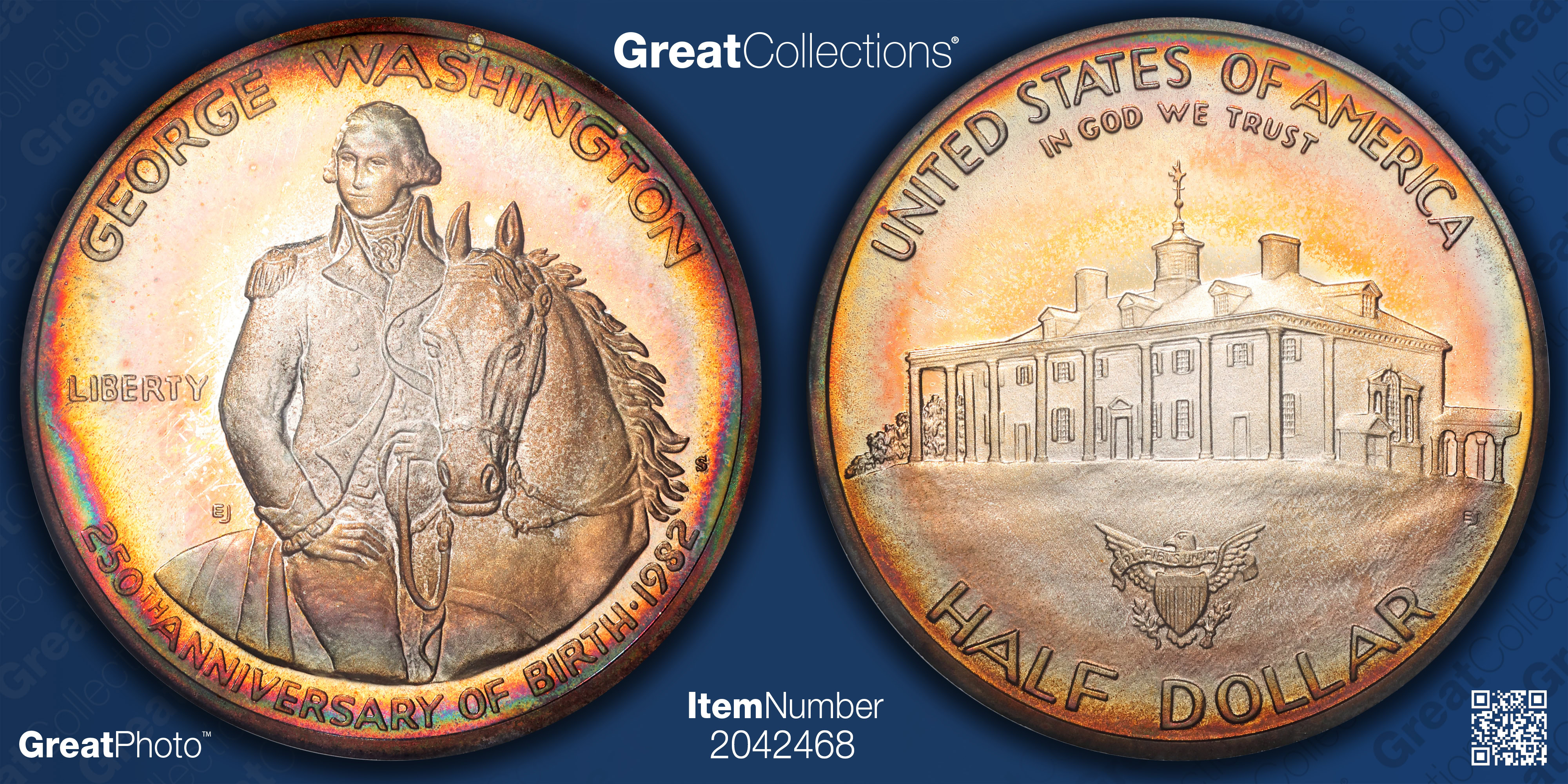 1982-S George Washington 250th Anniversary of Birth Silver Half