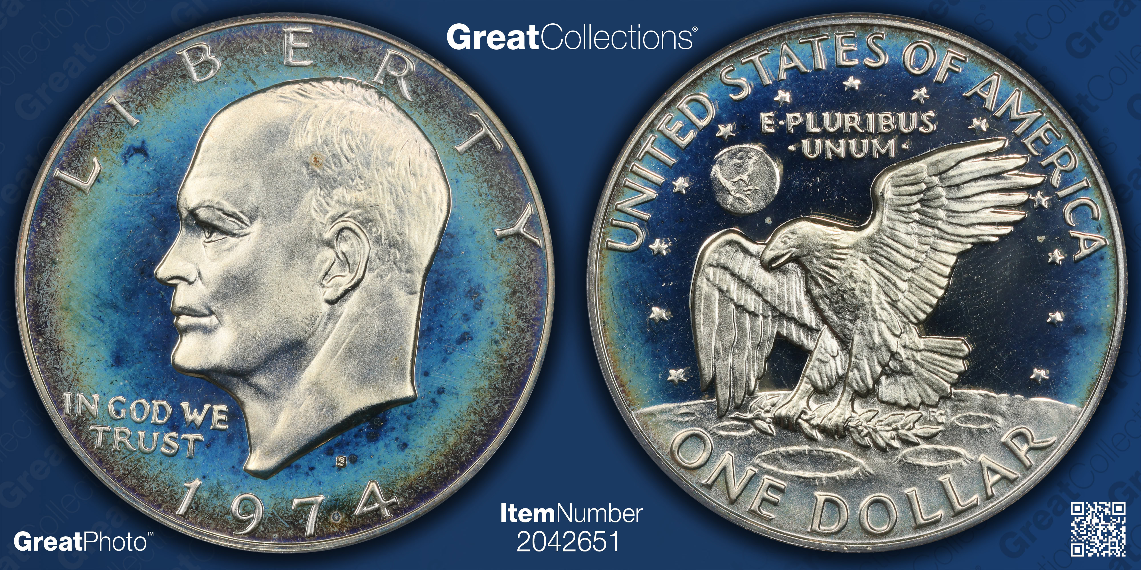 1974-S Eisenhower Dollar Silver PCGS Proof-67 DCAM (Toned) (Item