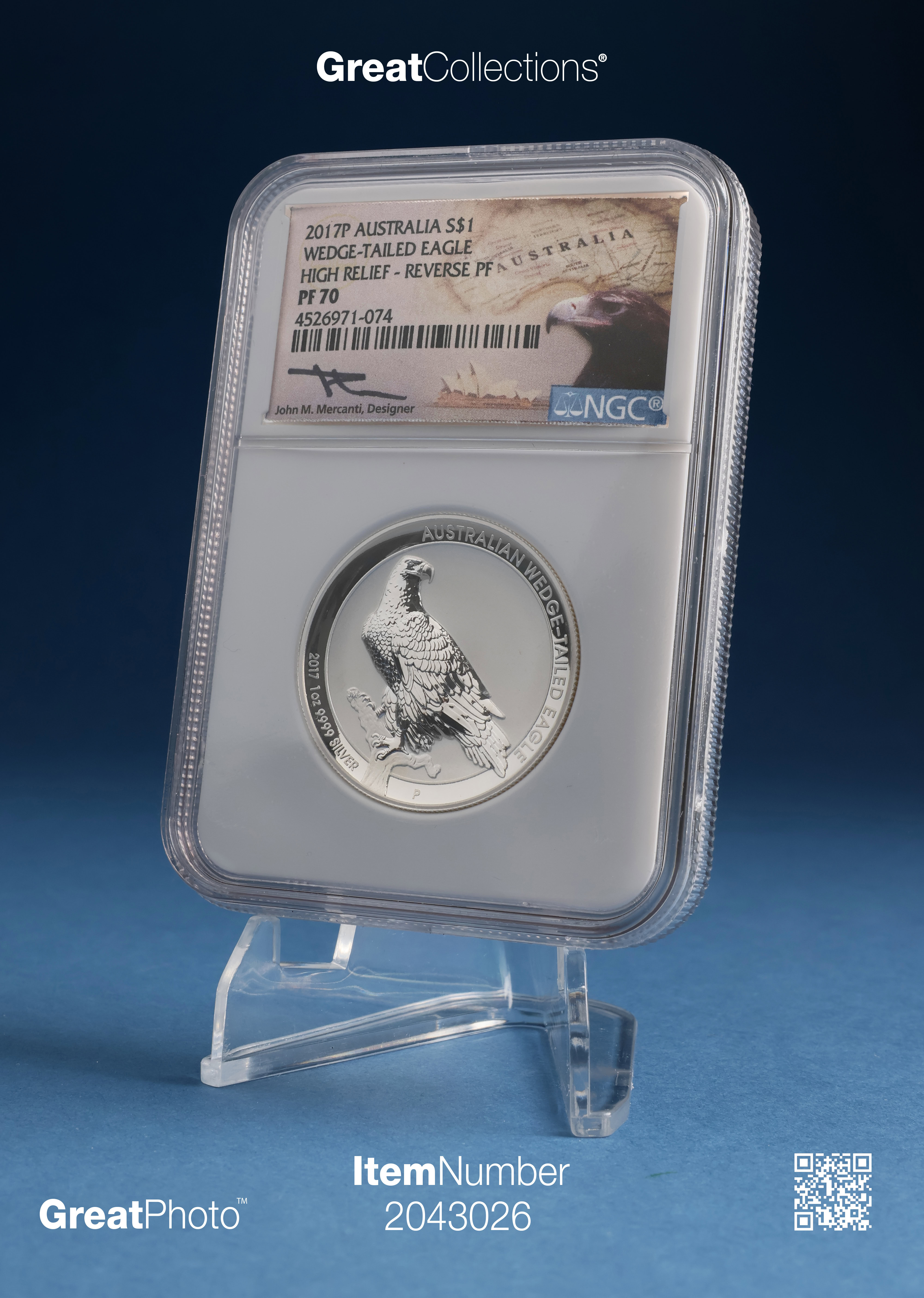 Australia 2017-P Silver Dollar Wedge Tailed Eagle High Relief