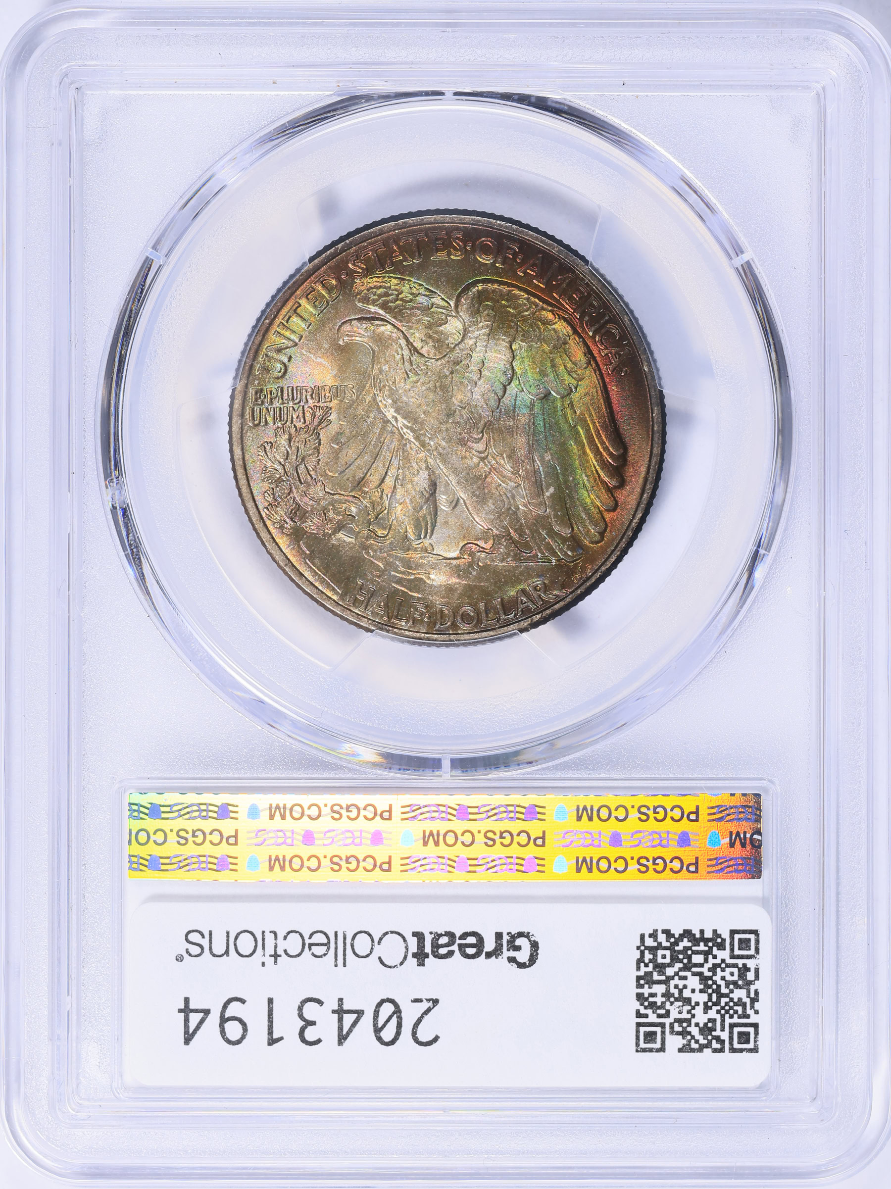 1947 Walking Liberty Half Dollar PCGS MS-67+ (CAC Green) (Toned