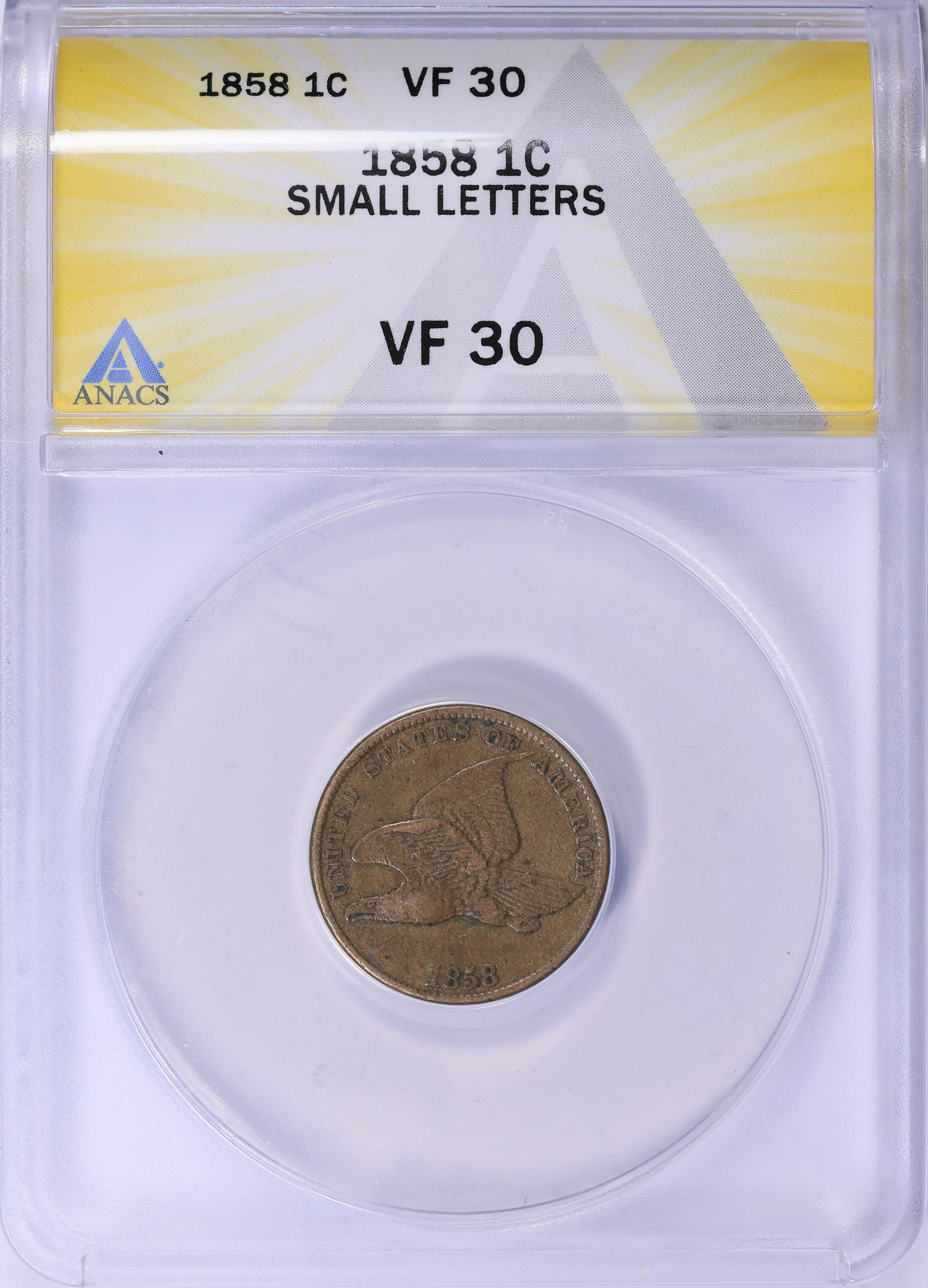 1858 Flying Eagle Cent Small Letters ANACS VF-30 (Item 2043259