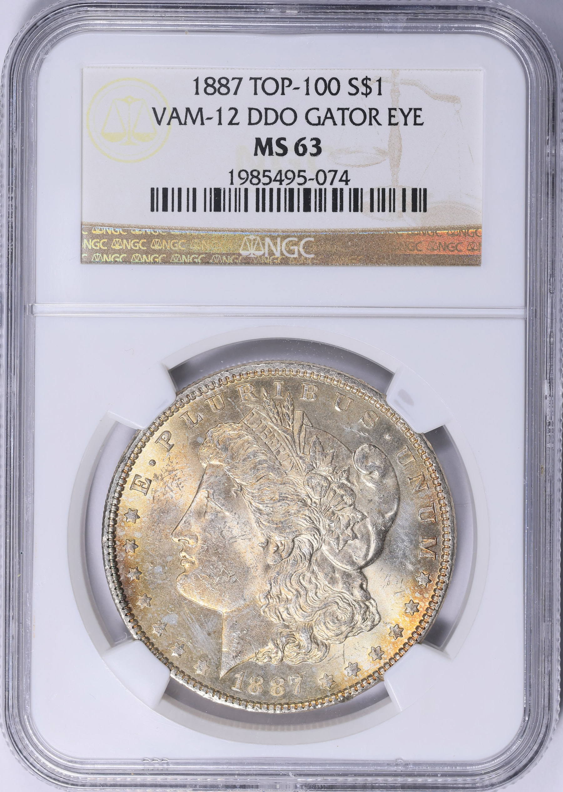 1887 Morgan Silver Dollar Alligator Eye VAM-12 *Top 100* NGC MS-63