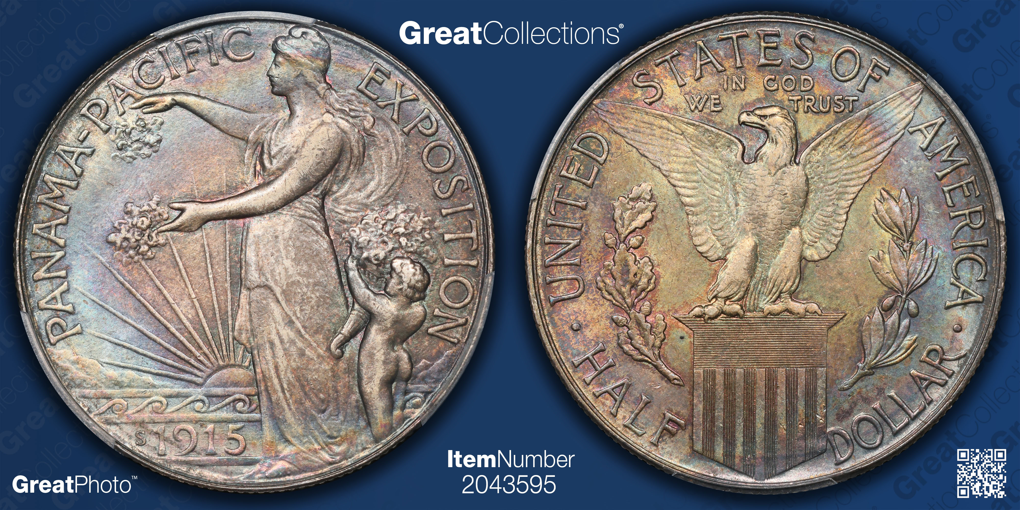 1915-S Panama-Pacific Exposition Half Dollar PCGS AU-58+ (CAC