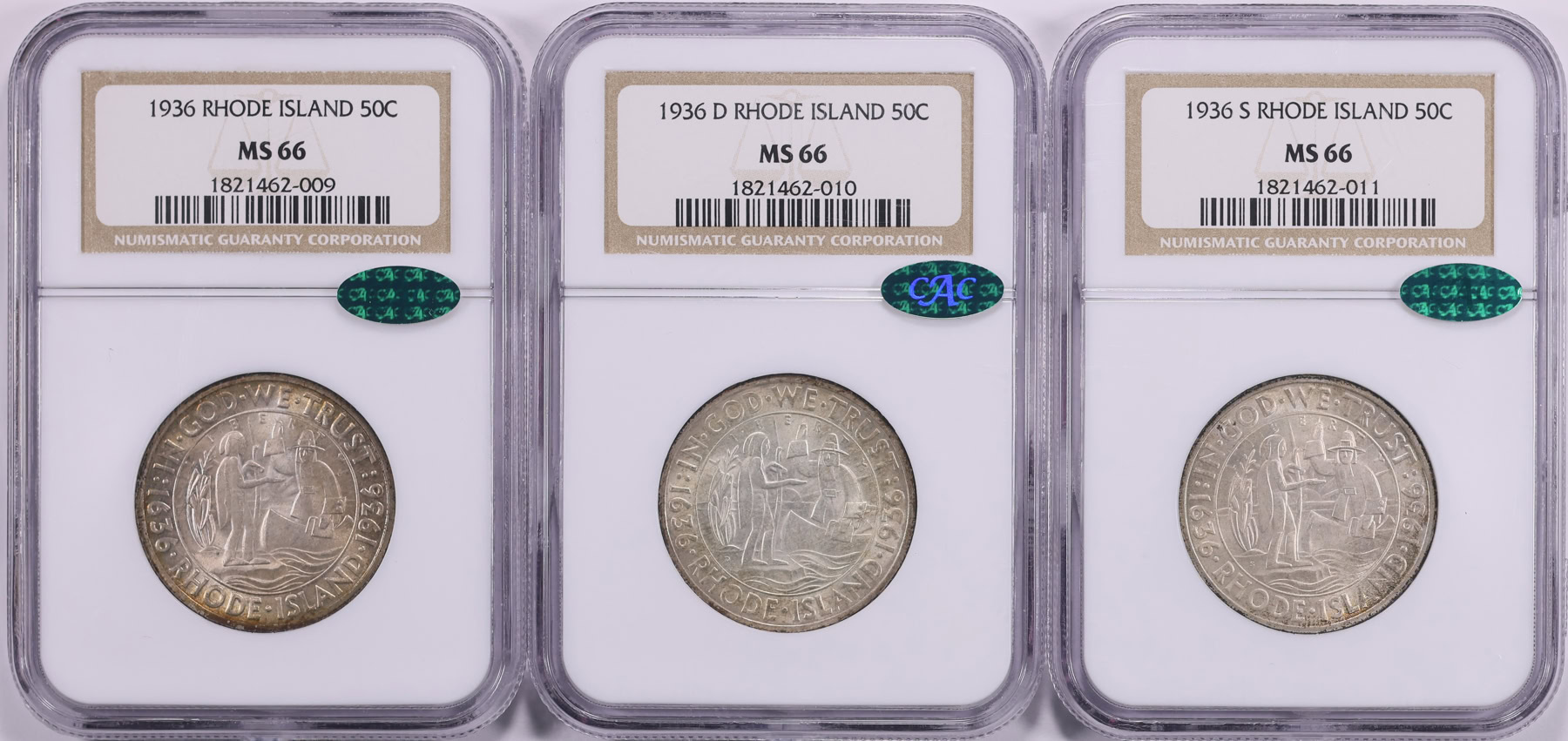 1936-P/D/S Set Providence, Rhode Island Tercentenary Half Dollar