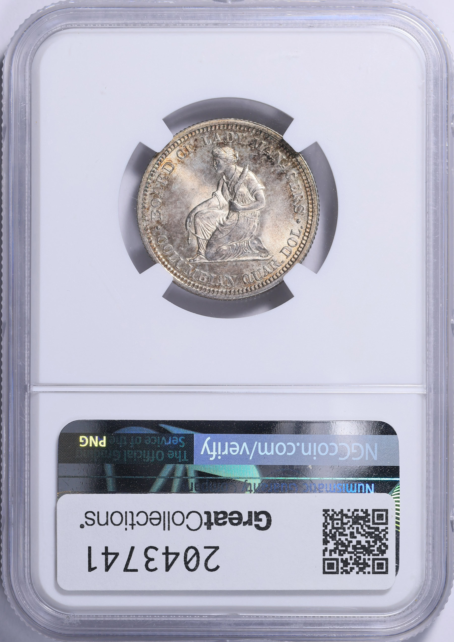 1893 World Columbian Exposition, Isabella Quarter NGC MS-64 (Toned