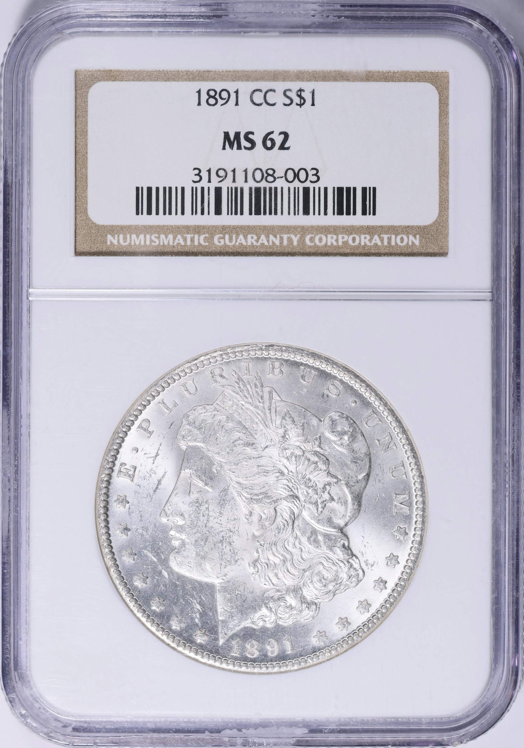 1891-CC Morgan Silver Dollar NGC MS-62 (Item 2043747