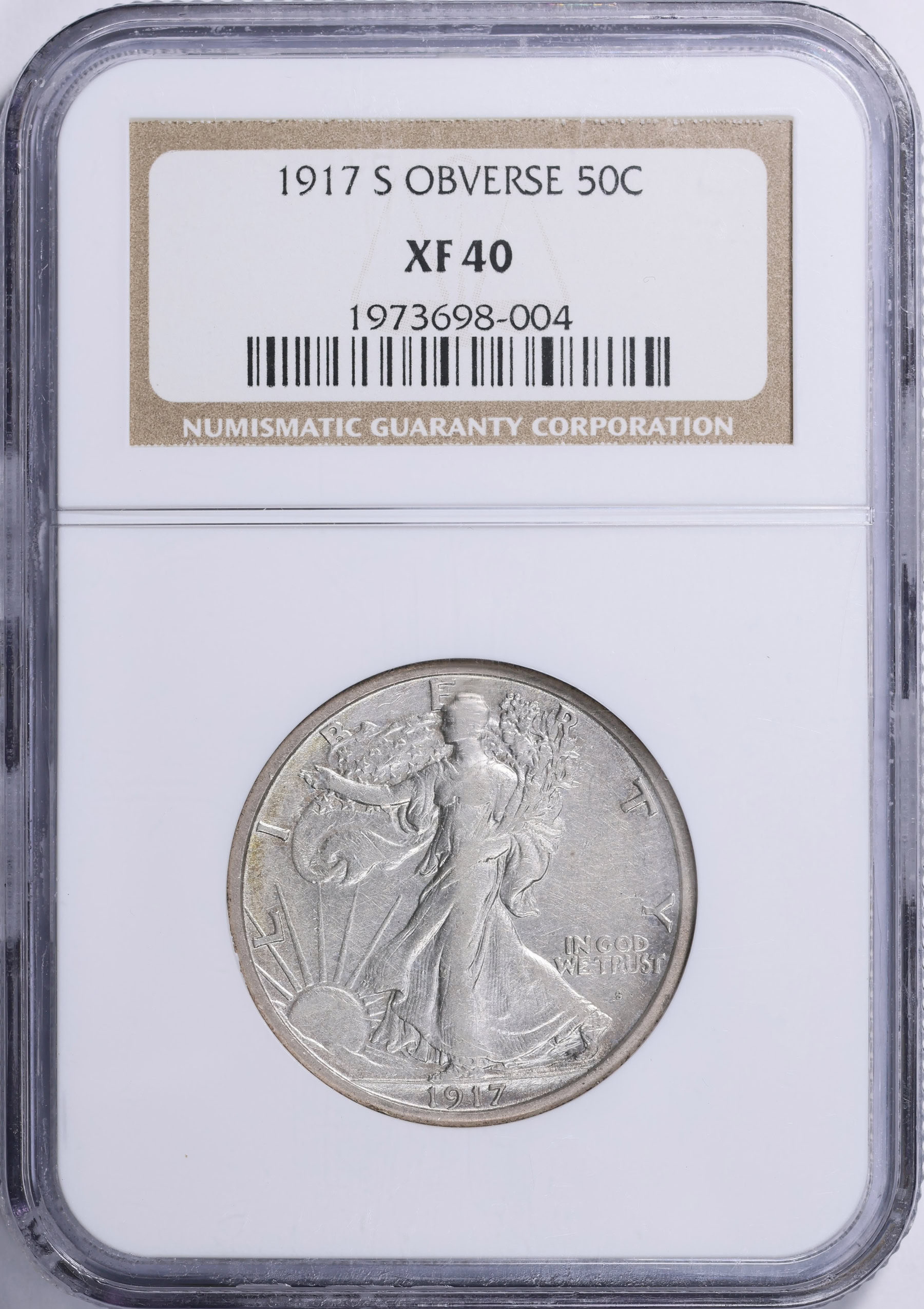 1917-S Walking Liberty Half Dollar Obverse Mintmark NGC XF-40