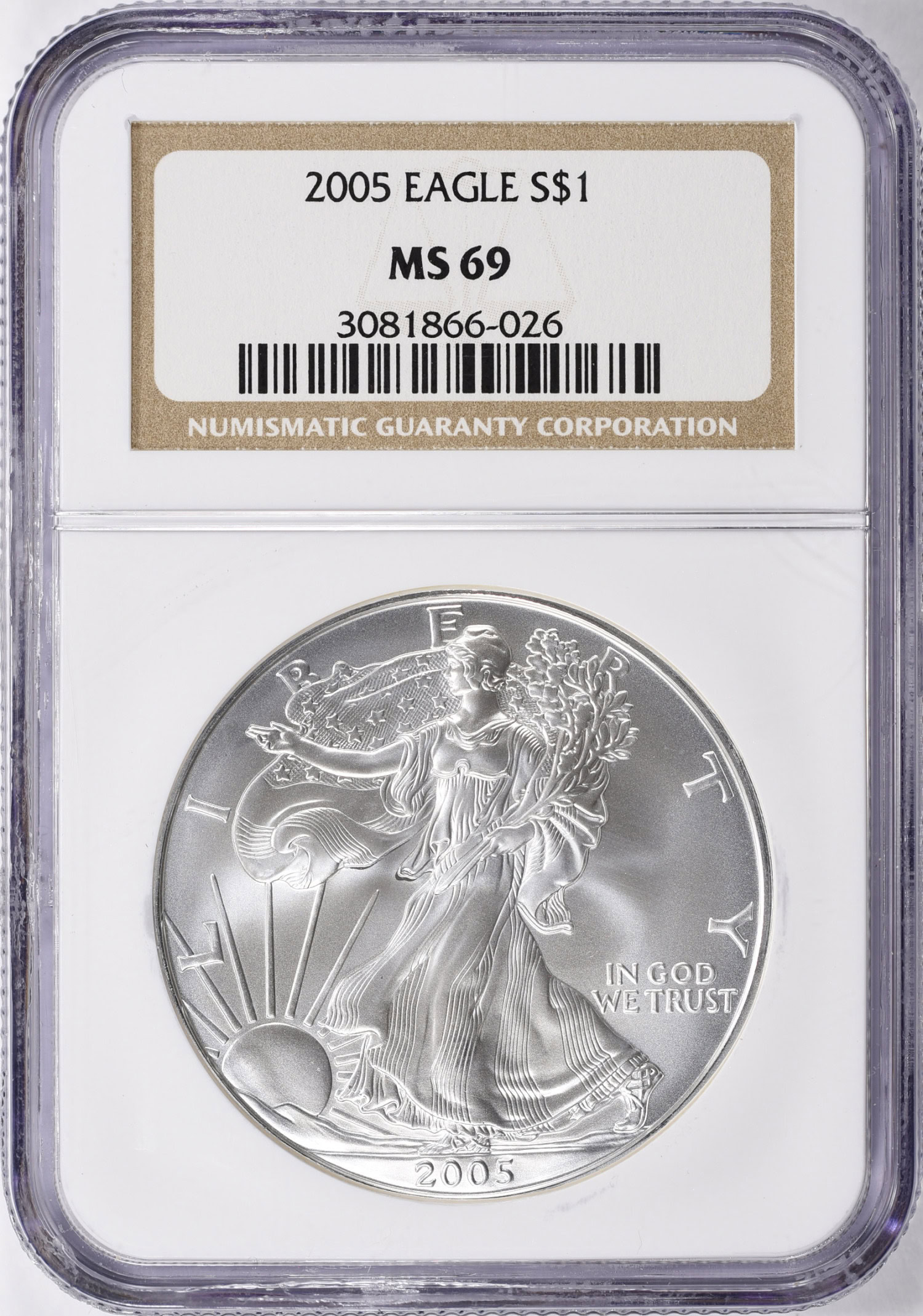 2005 $1 Silver Eagle NGC MS-69 (Item 2044009) | GreatCollections