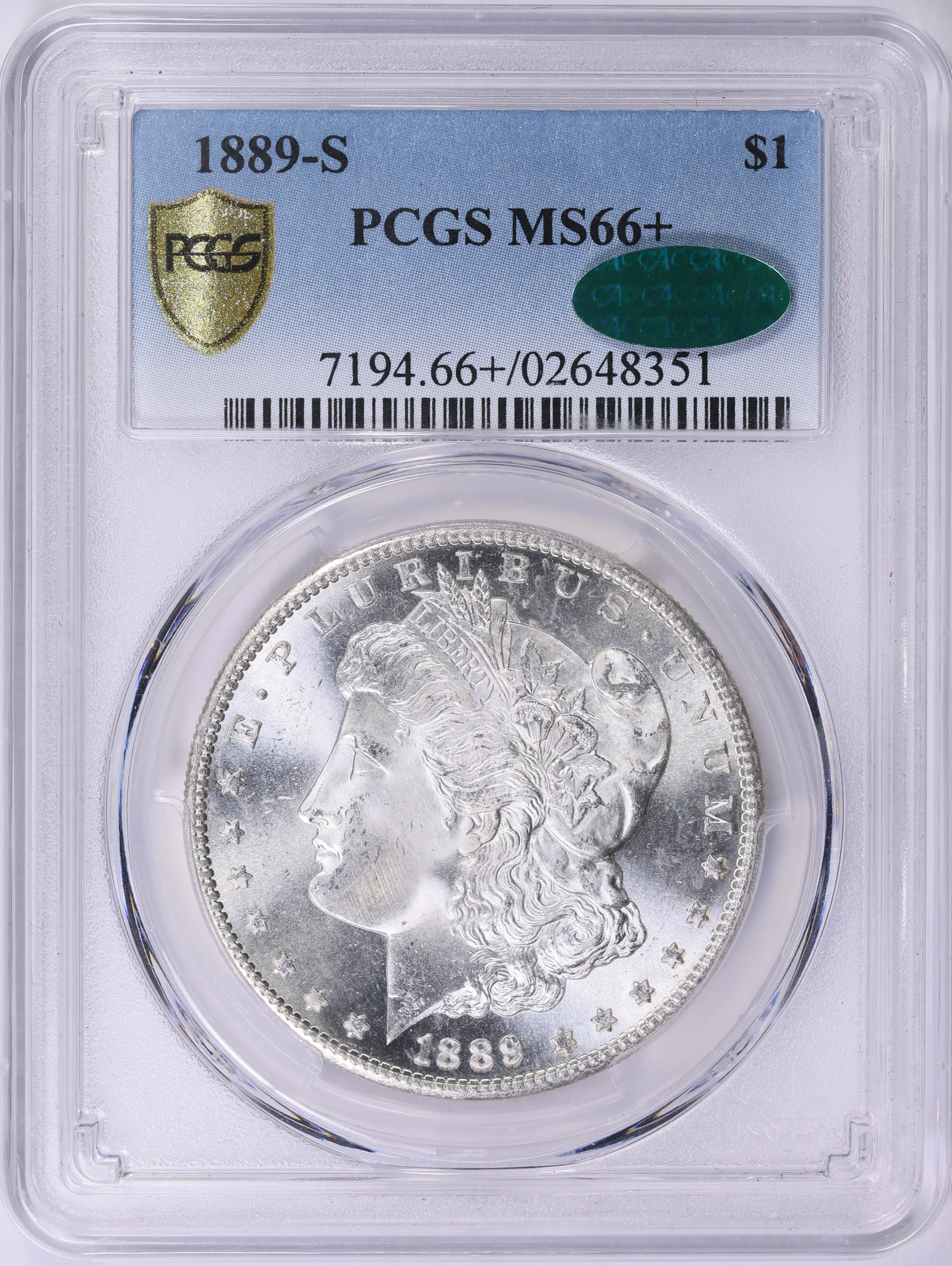 1889-S Morgan Silver Dollar PCGS MS-66+ (CAC Green) (Item 2044110