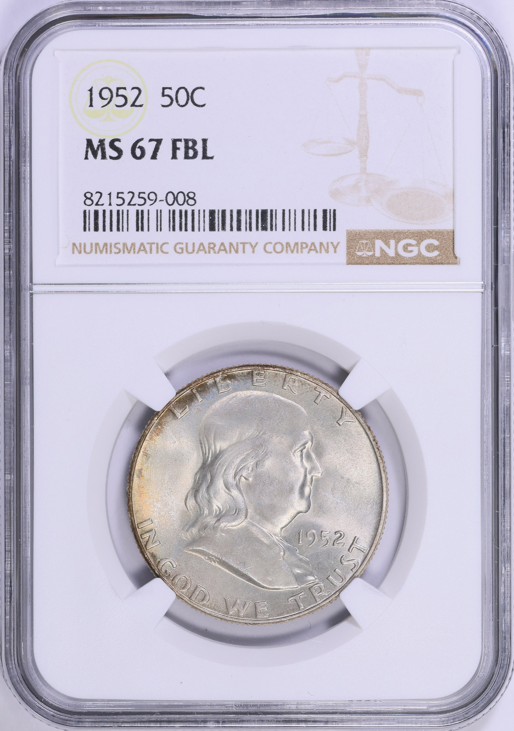 1952 Franklin Half Dollar NGC MS-67 FBL (Item 2044373