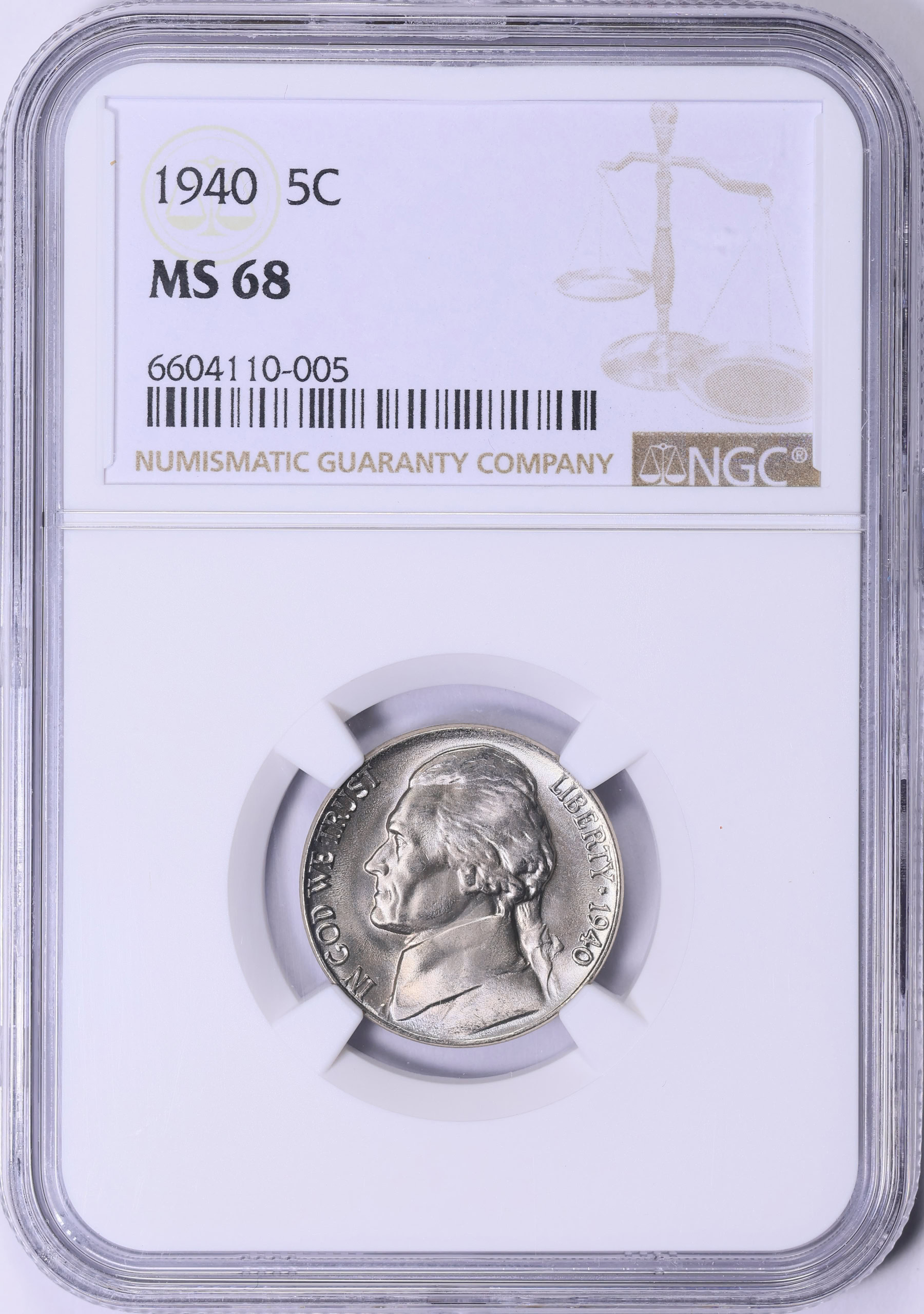 1940 Jefferson Nickel NGC MS-68 (Item 2044387) | GreatCollections