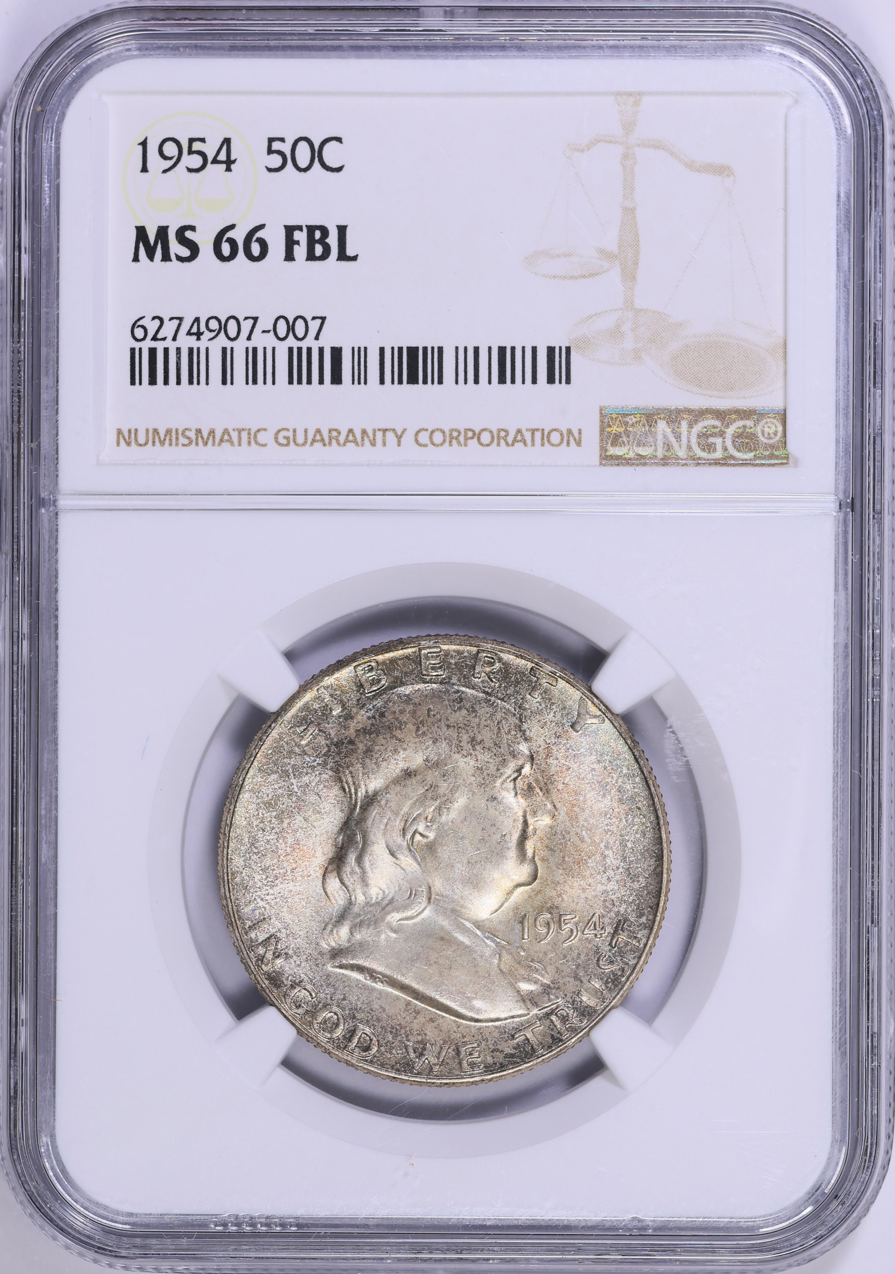 1954 Franklin Half Dollar NGC MS-66 FBL (Item 2044395