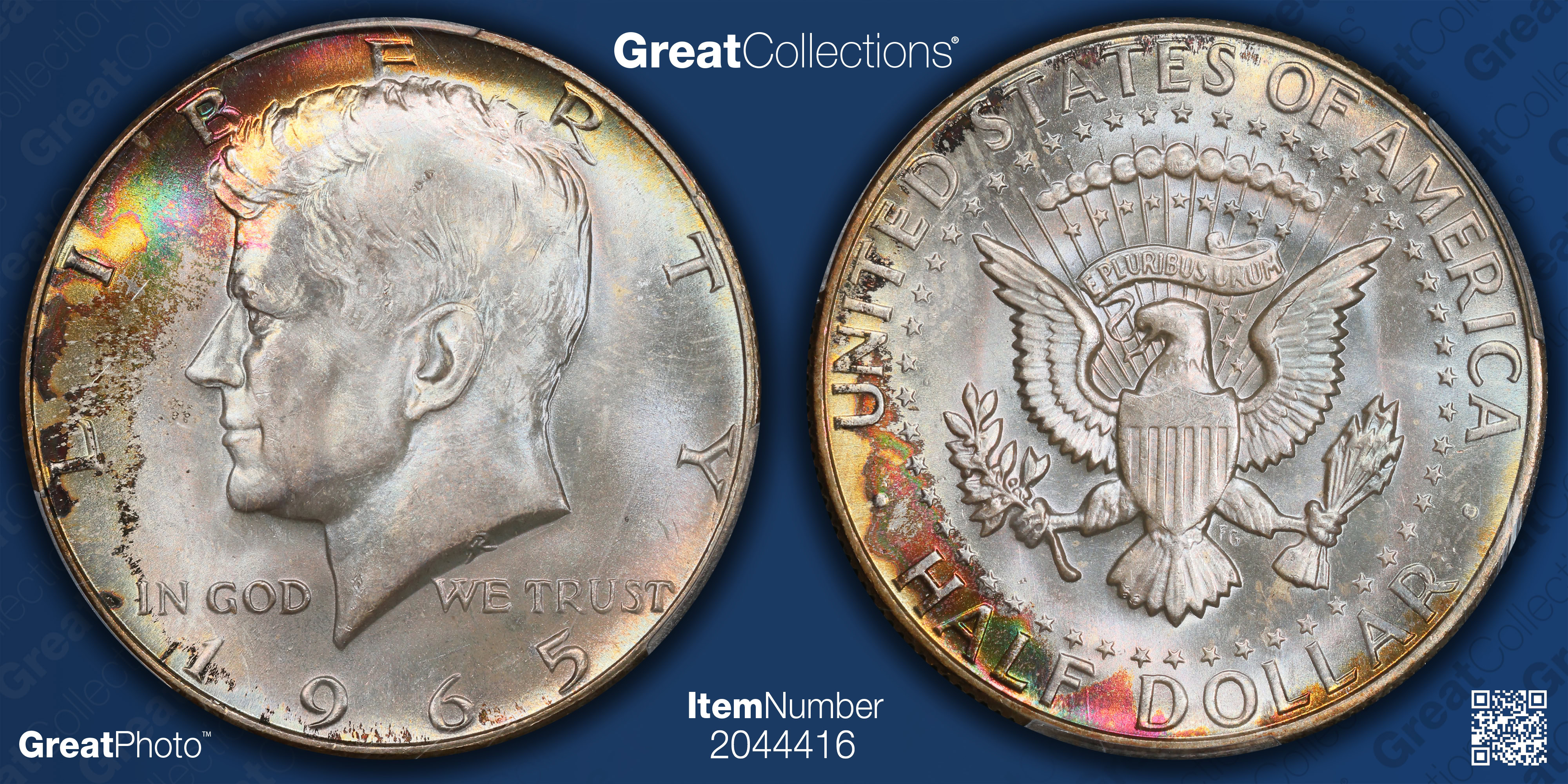 1965 Kennedy Half Dollar PCGS MS-67+ (Toned) (Item 2044416