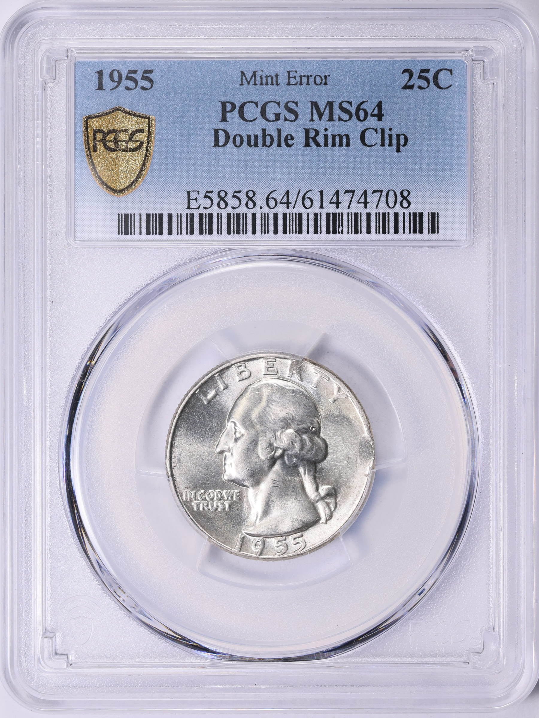 定価約2万CRONO CR4 Mint Error 1955 Washington Quarter Double Rim Clip PCGS MS-64