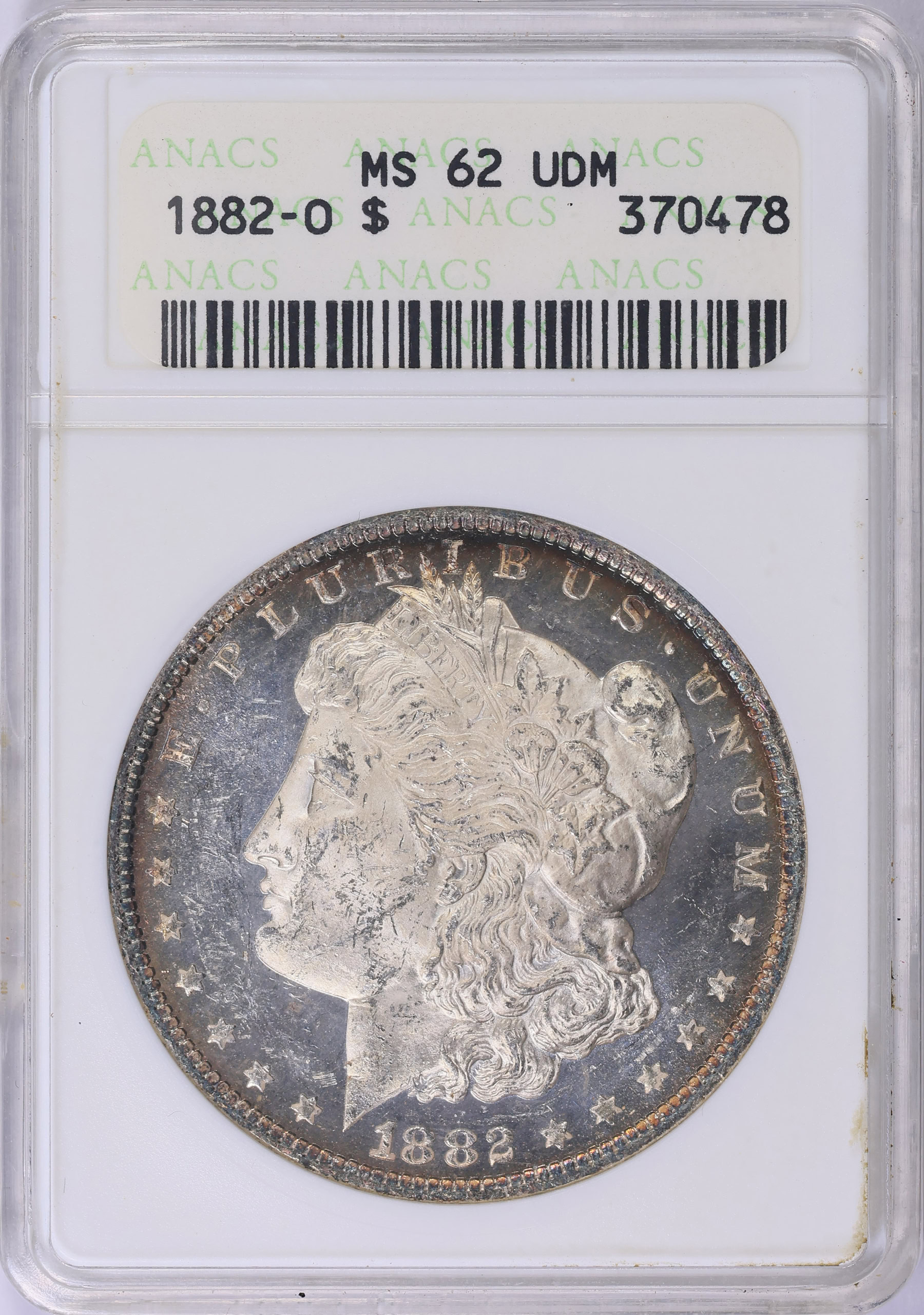 1882-O Morgan Silver Dollar ANACS MS-62 UDM OH (Toned) (Item